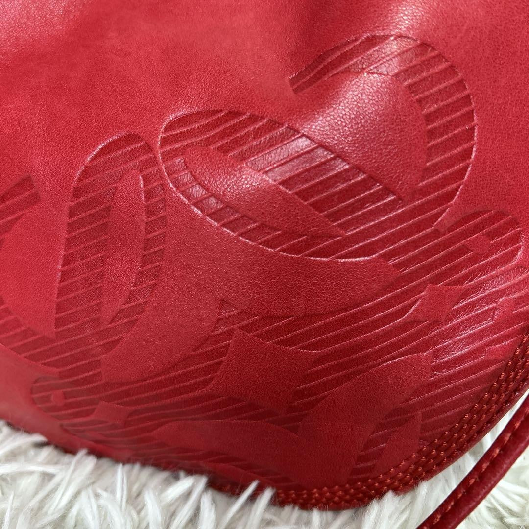 LOEWE Shoulder Bag Purse Anagram Leather Red Authentic