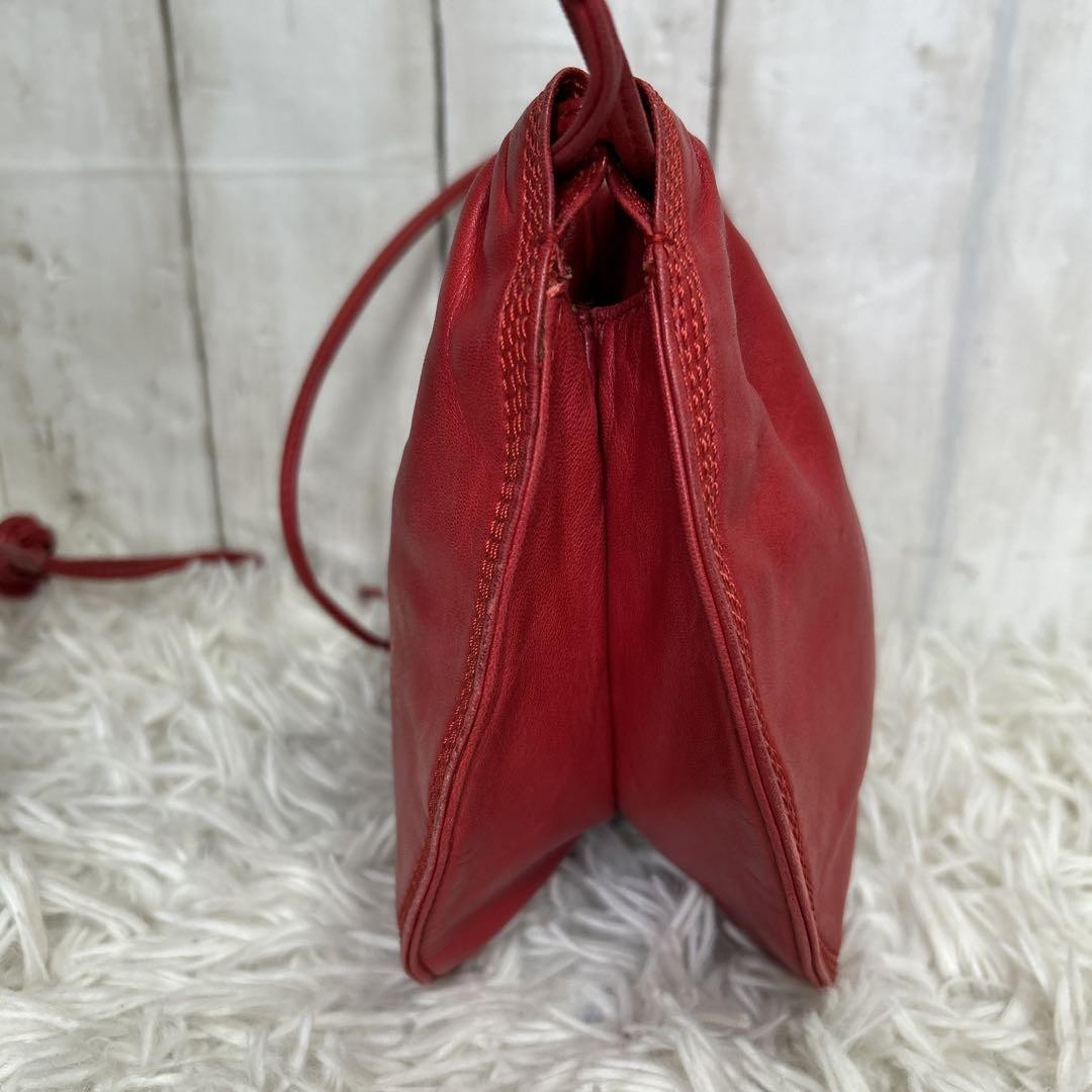 LOEWE Shoulder Bag Purse Anagram Leather Red Authentic