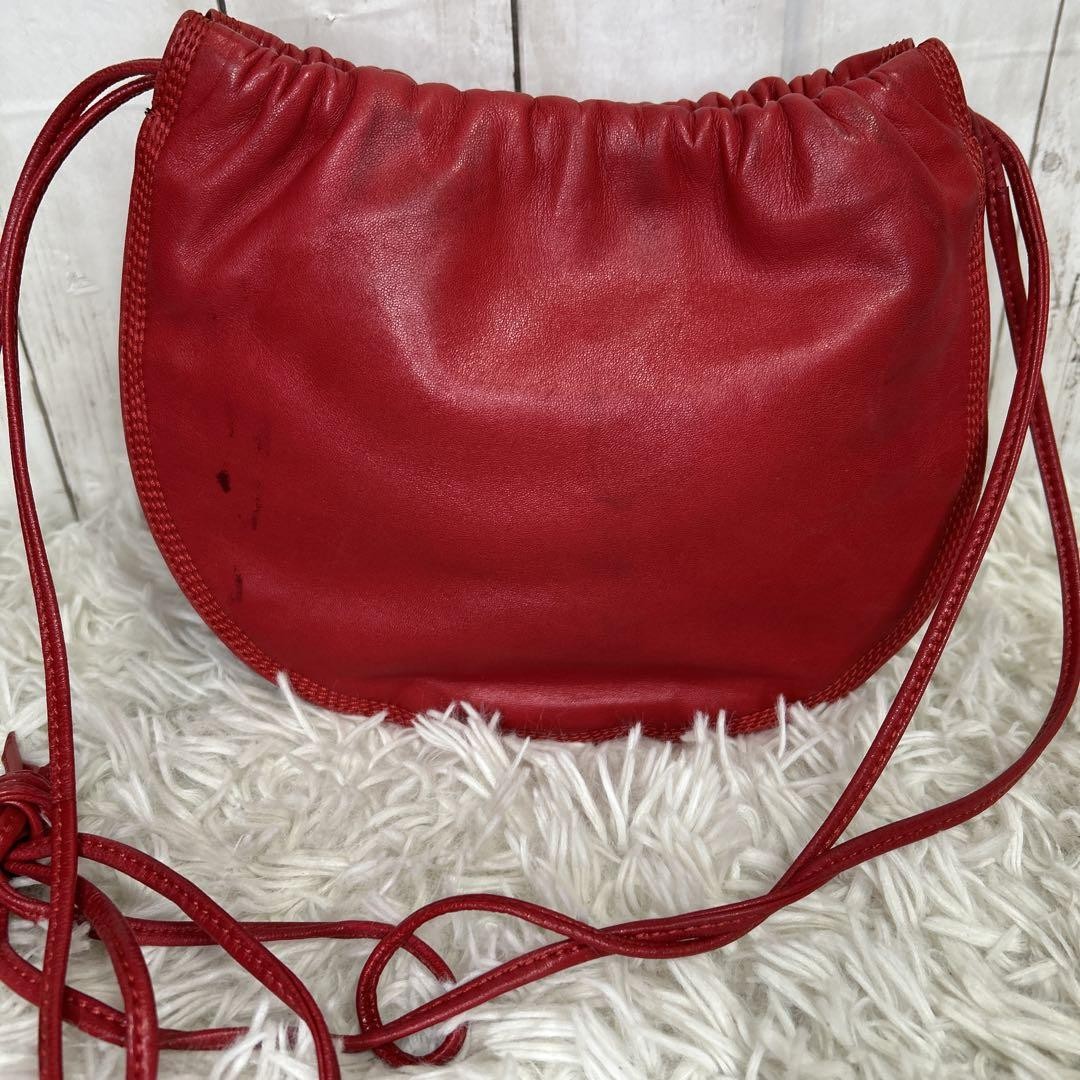 LOEWE Shoulder Bag Purse Anagram Leather Red Authentic