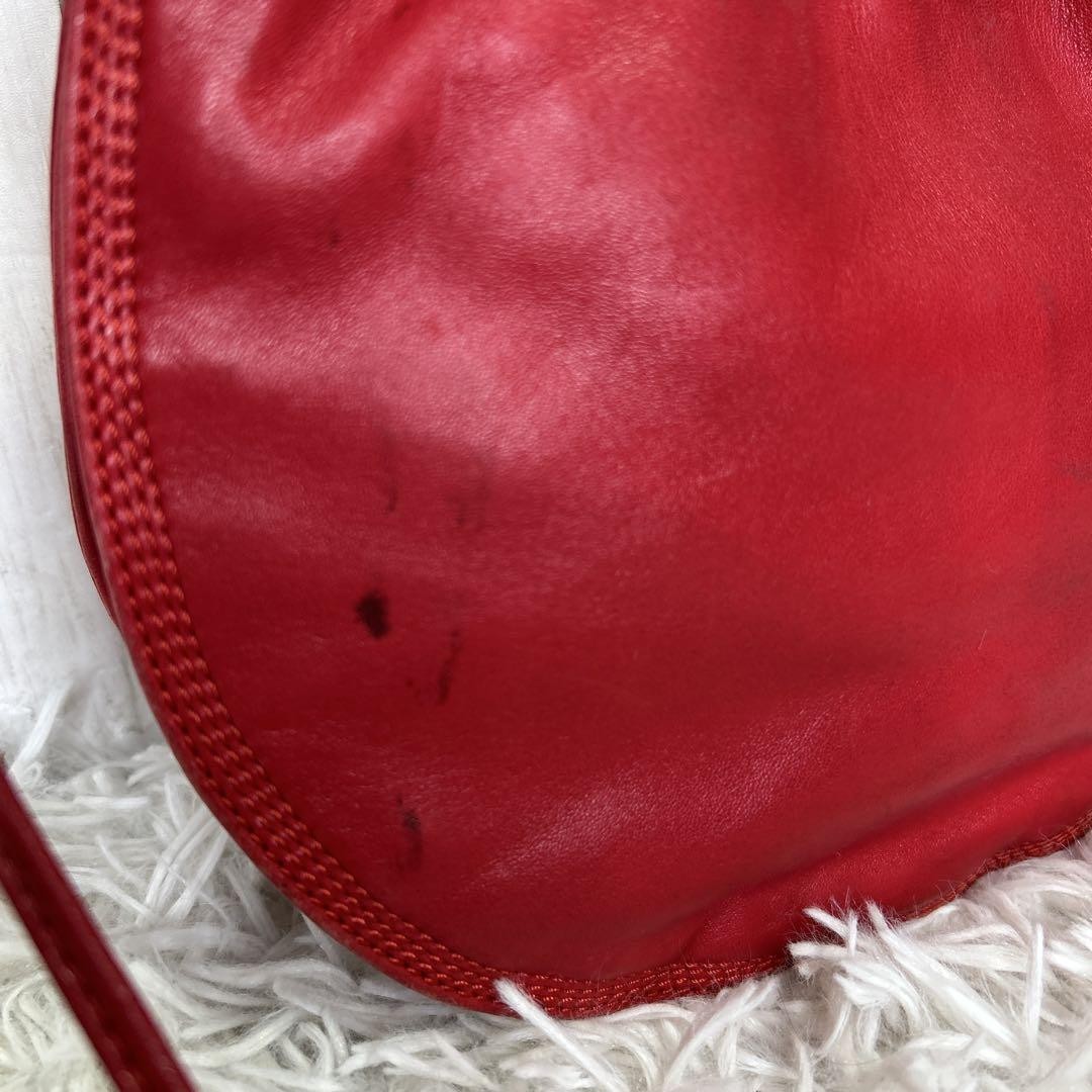 LOEWE Shoulder Bag Purse Anagram Leather Red Authentic