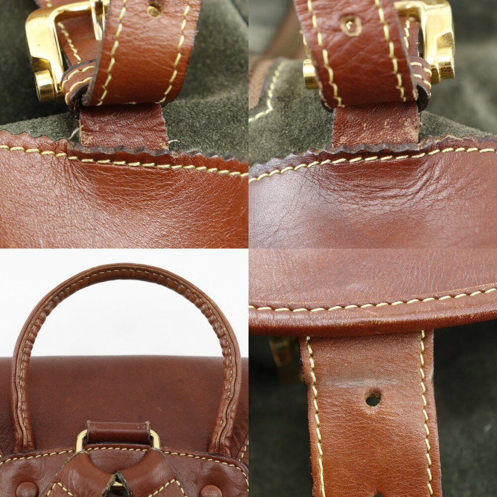 LOEWE Backpack Anagram Suede Green Authentic