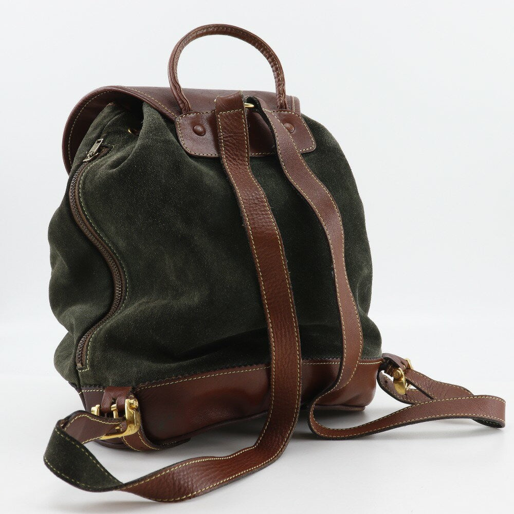LOEWE Backpack Anagram Suede Green Authentic