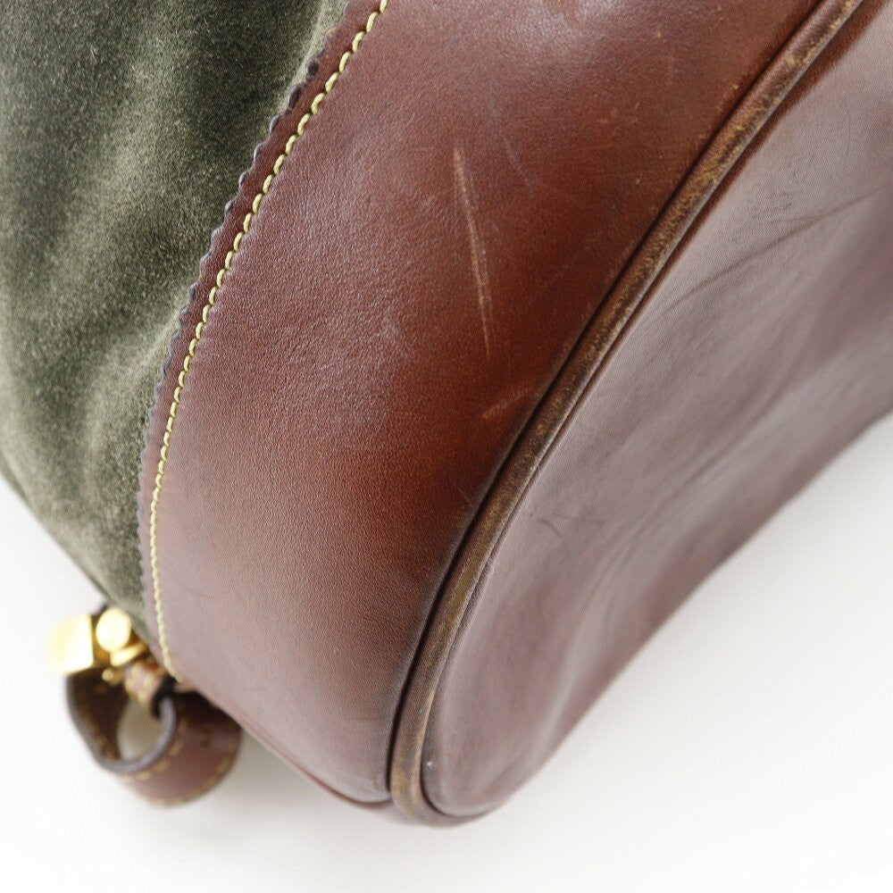 LOEWE Backpack Anagram Suede Green Authentic