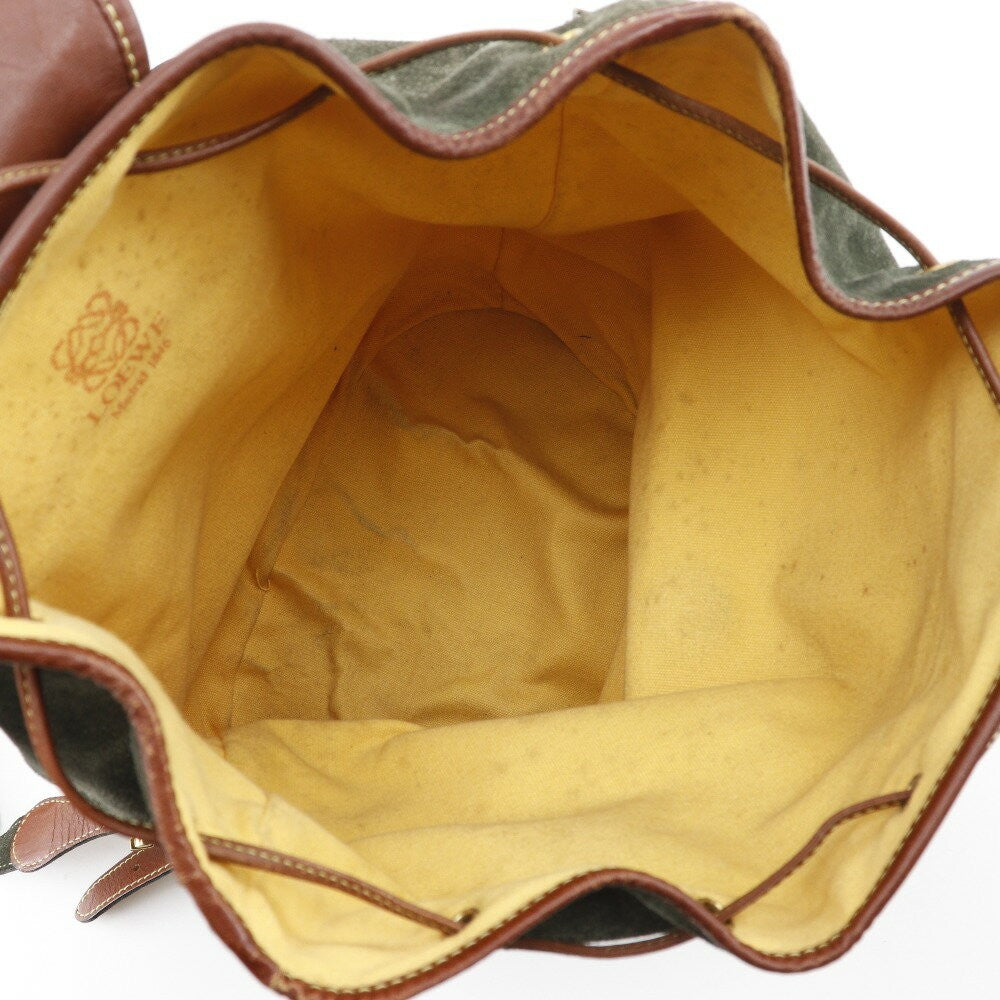 LOEWE Backpack Anagram Suede Green Authentic