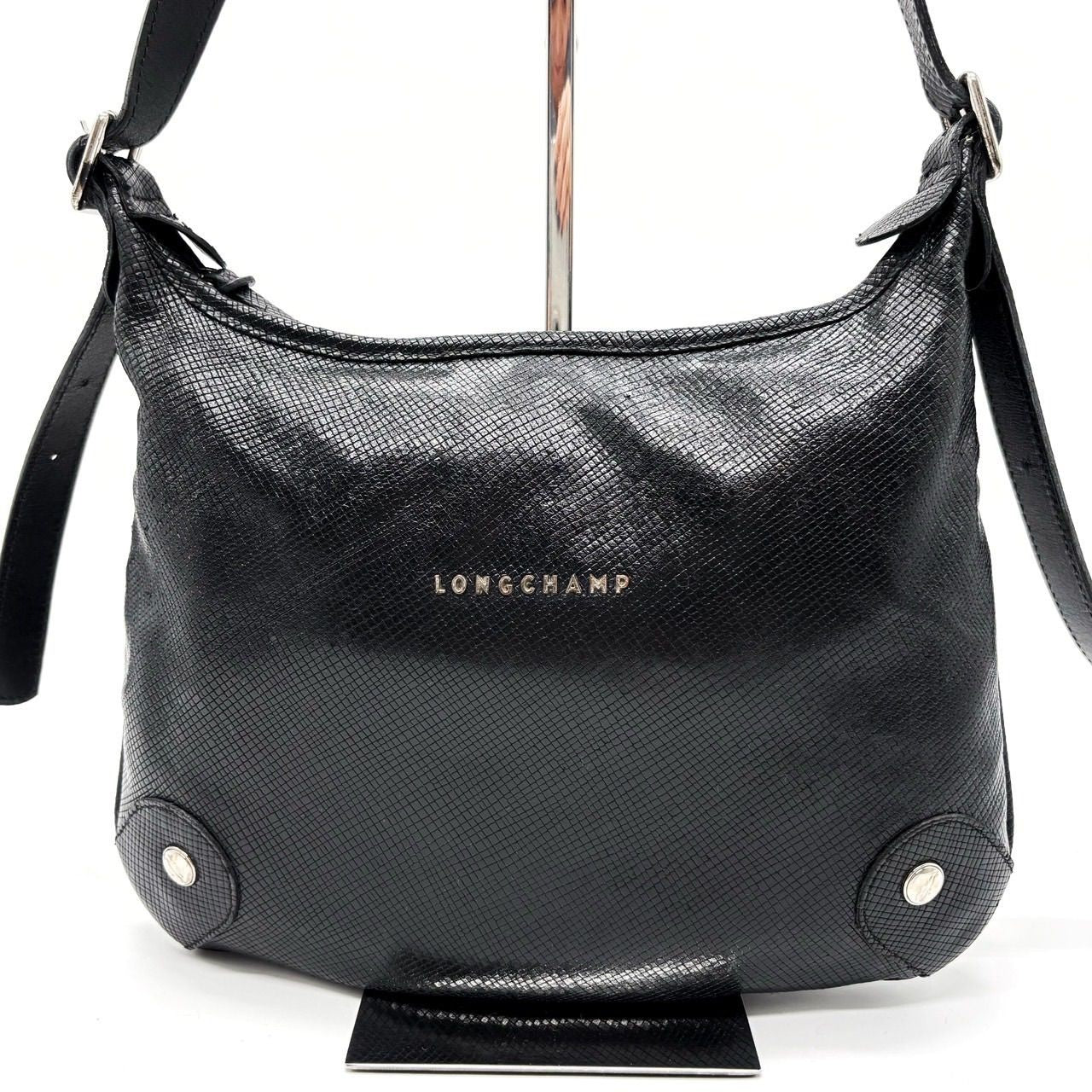 Longchamp Shoulder Bag Purse Black Authentic Leather