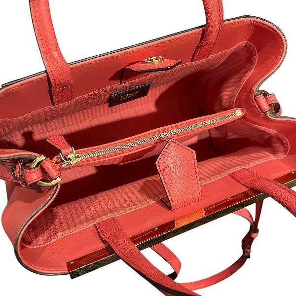 FENDI Hand Shoulder Bag Tote Purse 2way Leather Pink Authentic