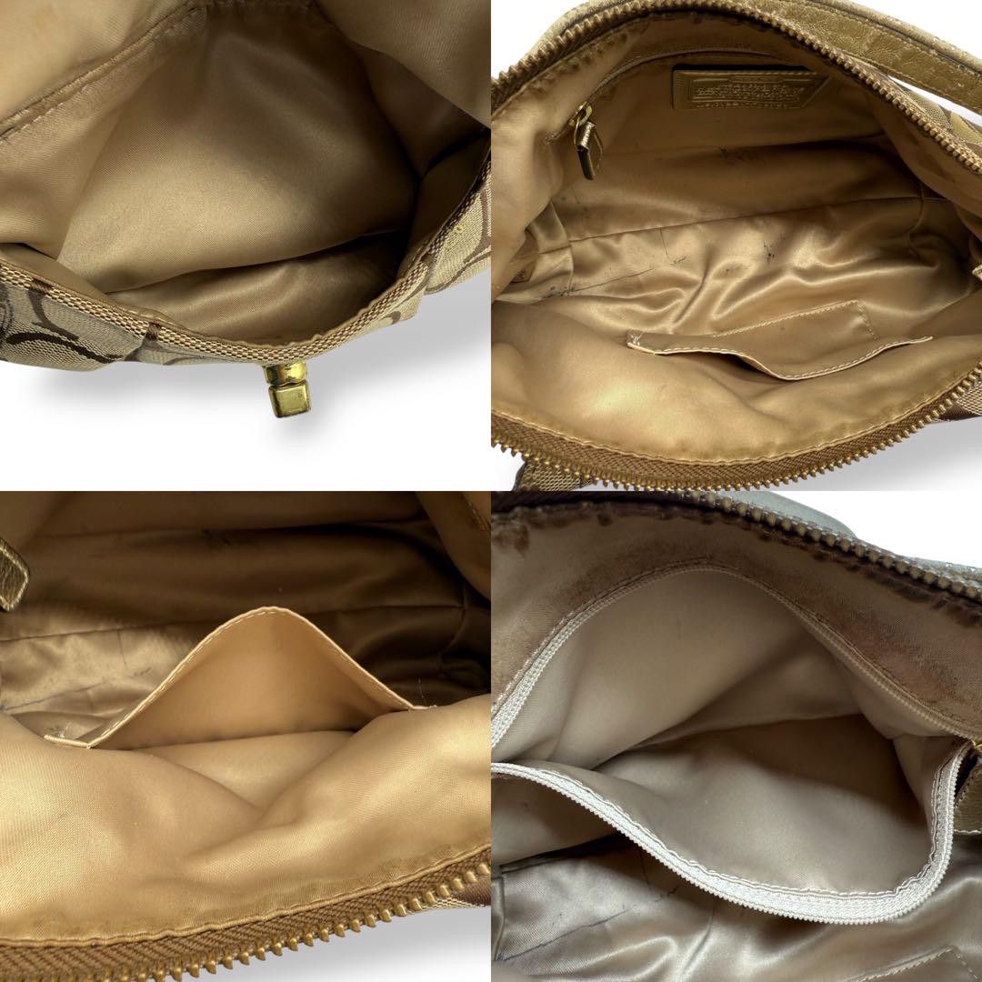 COACH Shoulder Bag Purse 2way Turn Lock Gold Brown Authentic