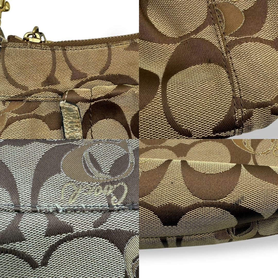 COACH Shoulder Bag Purse 2way Turn Lock Gold Brown Authentic