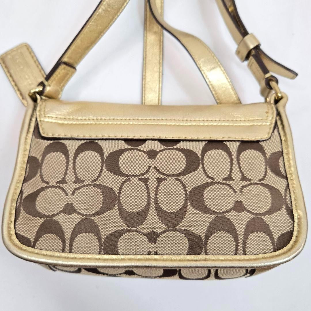 COACH Shoulder Bag Purse Signature Canvas Leather Authentic