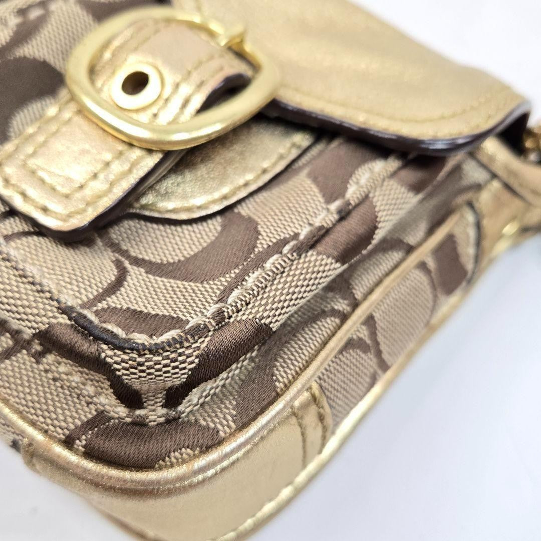COACH Shoulder Bag Purse Signature Canvas Leather Authentic