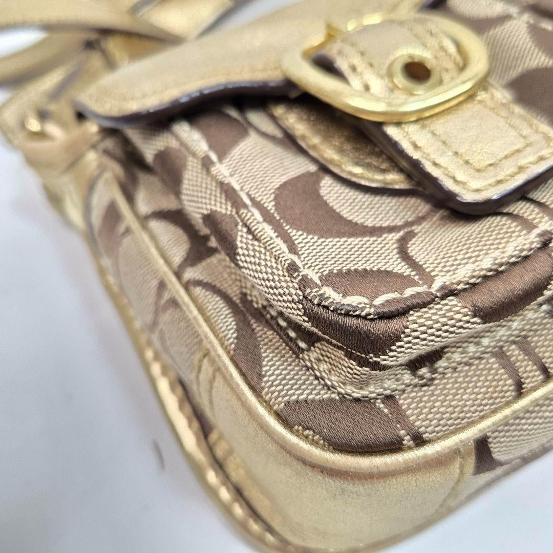 COACH Shoulder Bag Purse Signature Canvas Leather Authentic