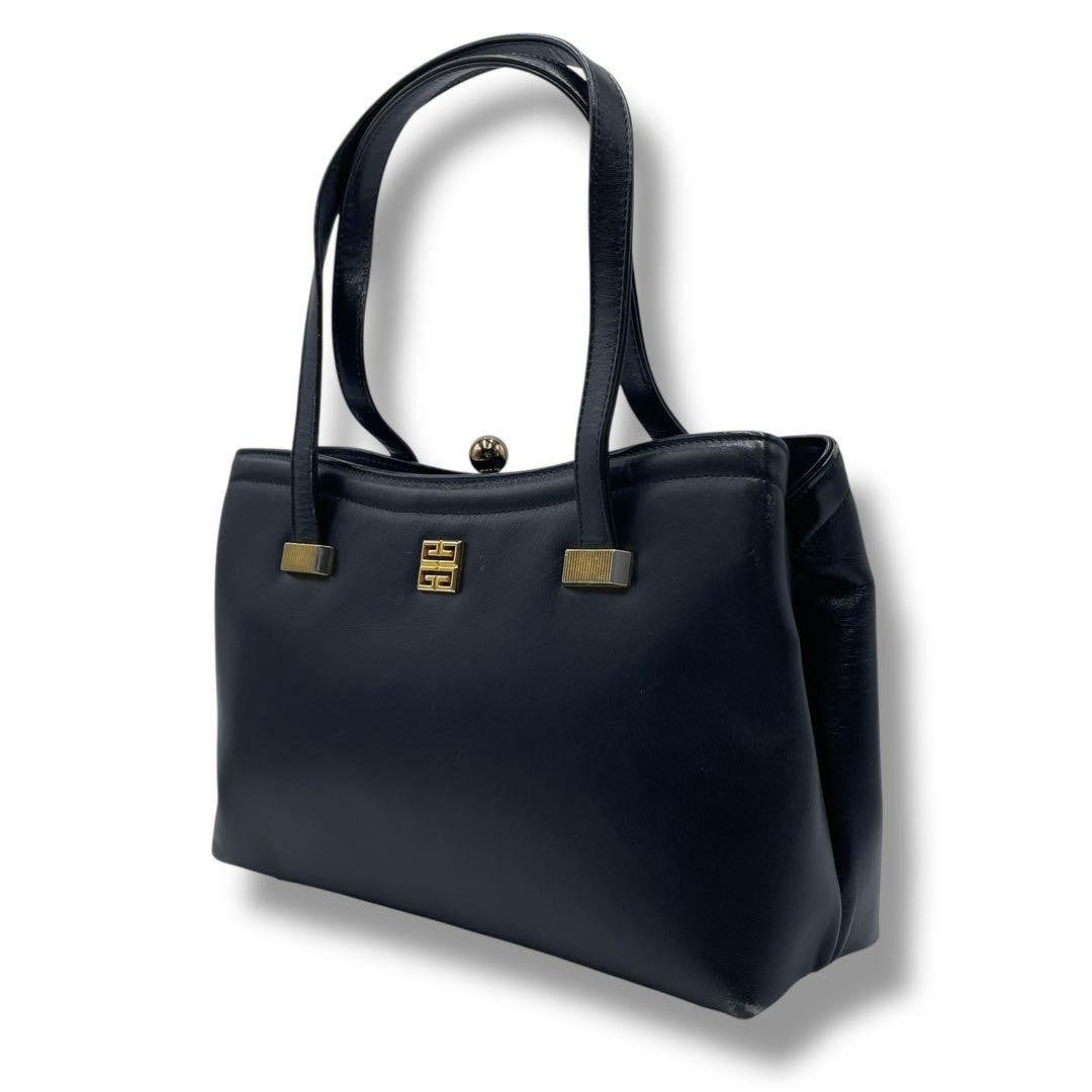 GIVENCHY Hand Bag Tote Purse 4G Black Leather Authentic