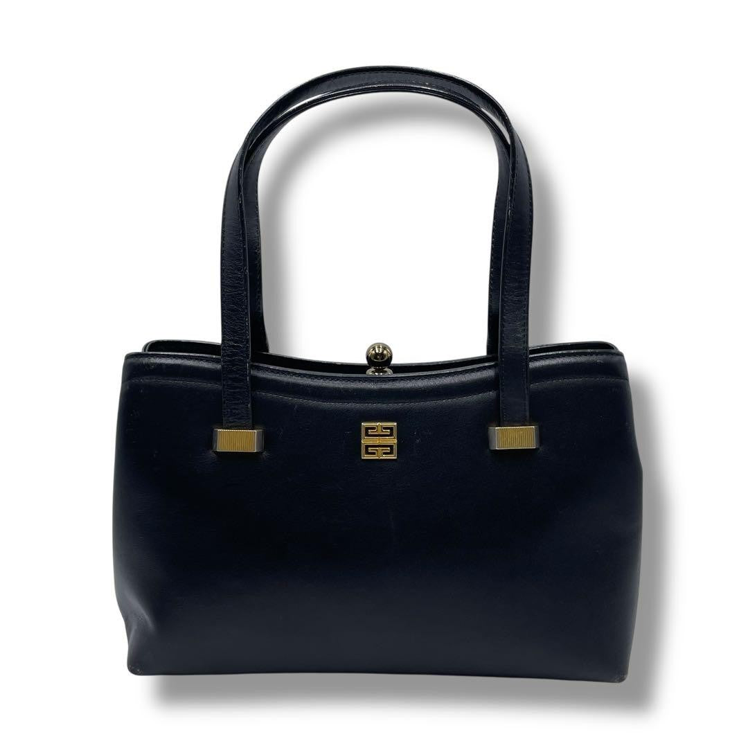 GIVENCHY Hand Bag Tote Purse 4G Black Leather Authentic