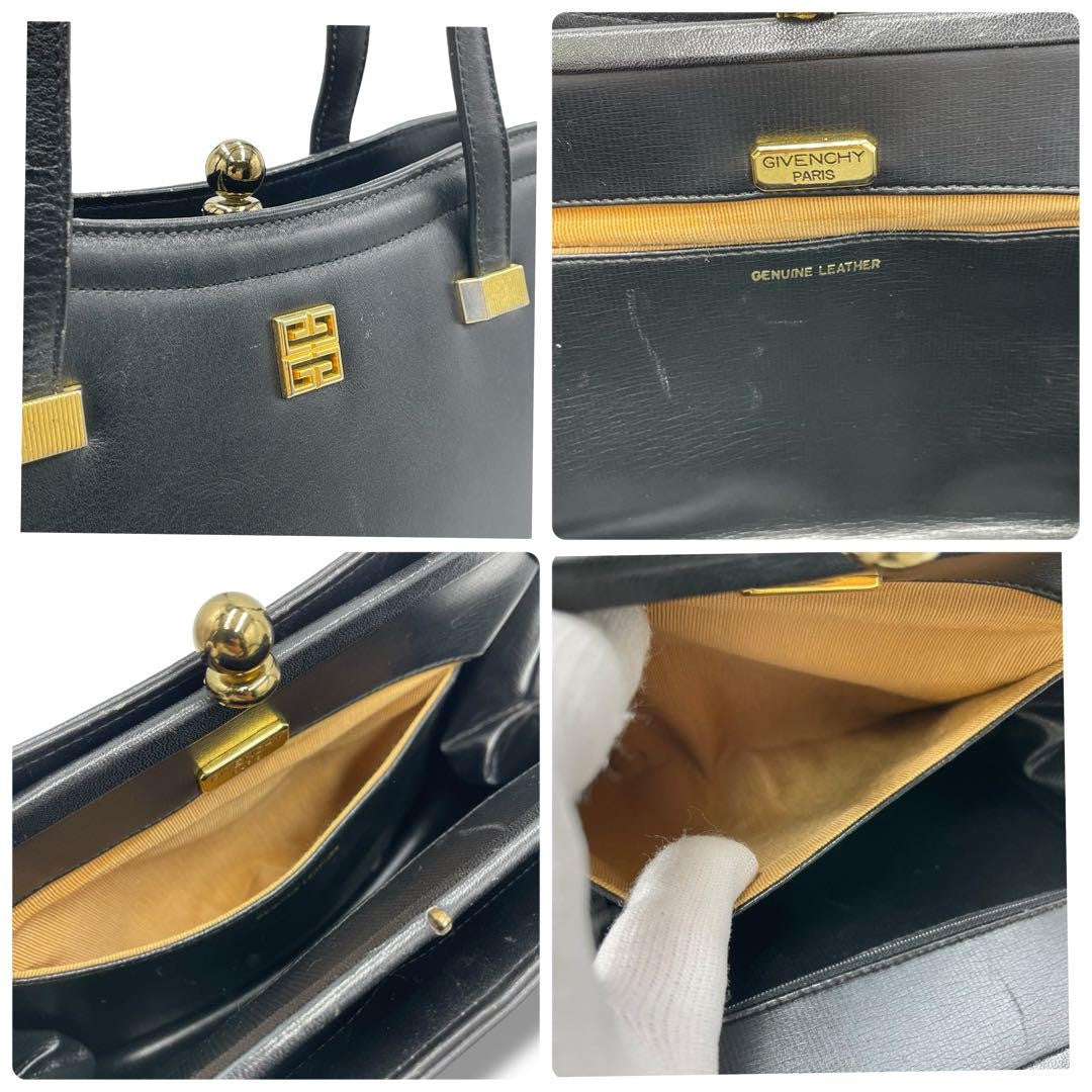 GIVENCHY Hand Bag Tote Purse 4G Black Leather Authentic