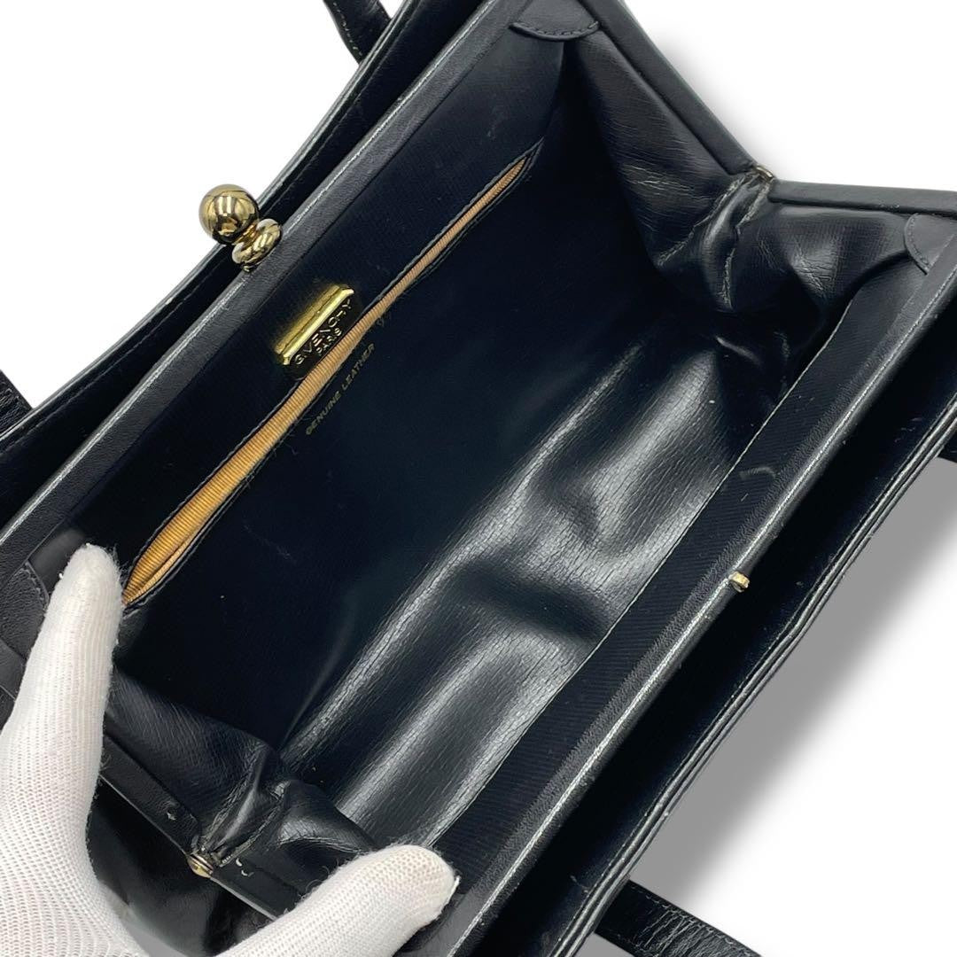 GIVENCHY Hand Bag Tote Purse 4G Black Leather Authentic