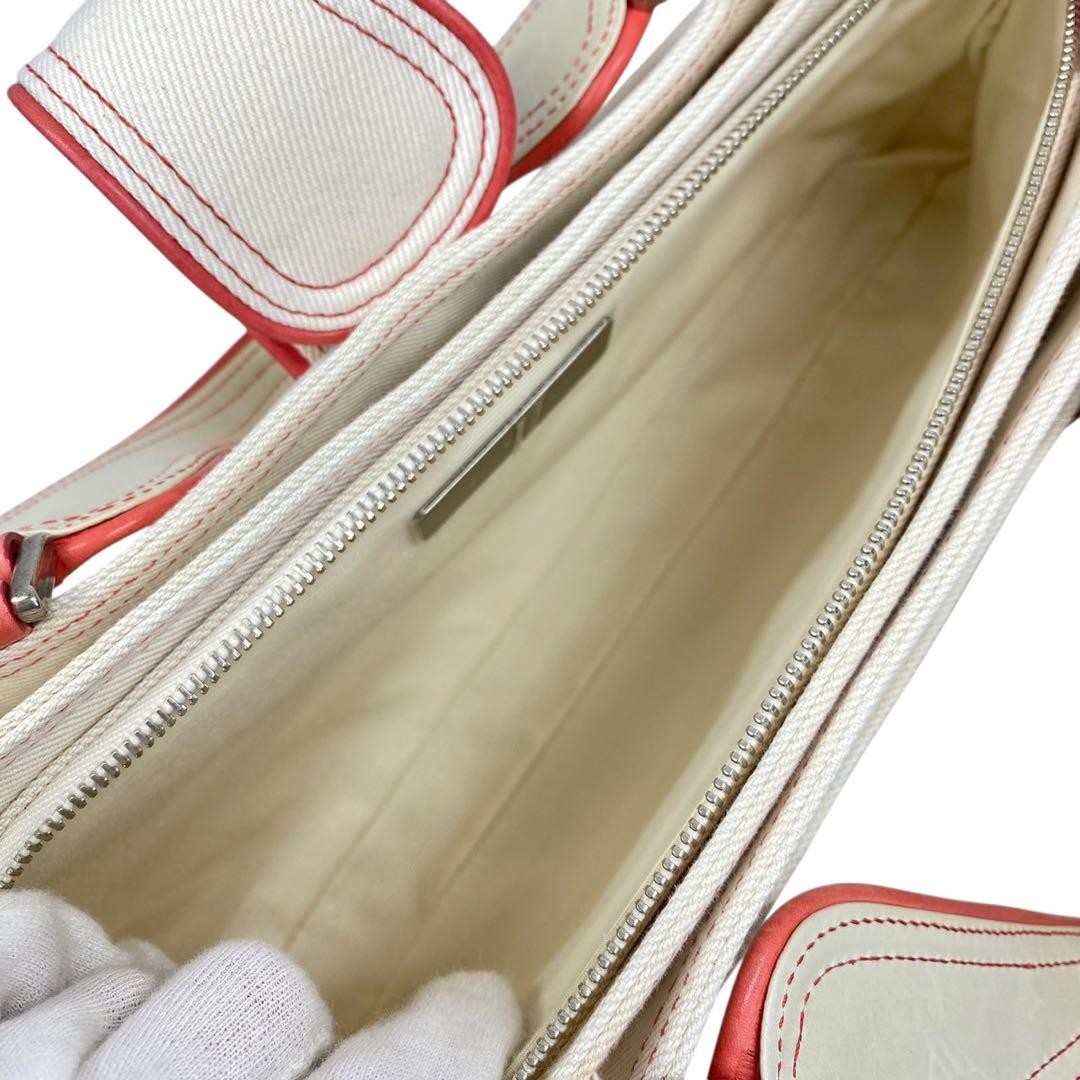 GIVENCHY Hand Bag Tote Purse Canvas Pink Beige Authentic