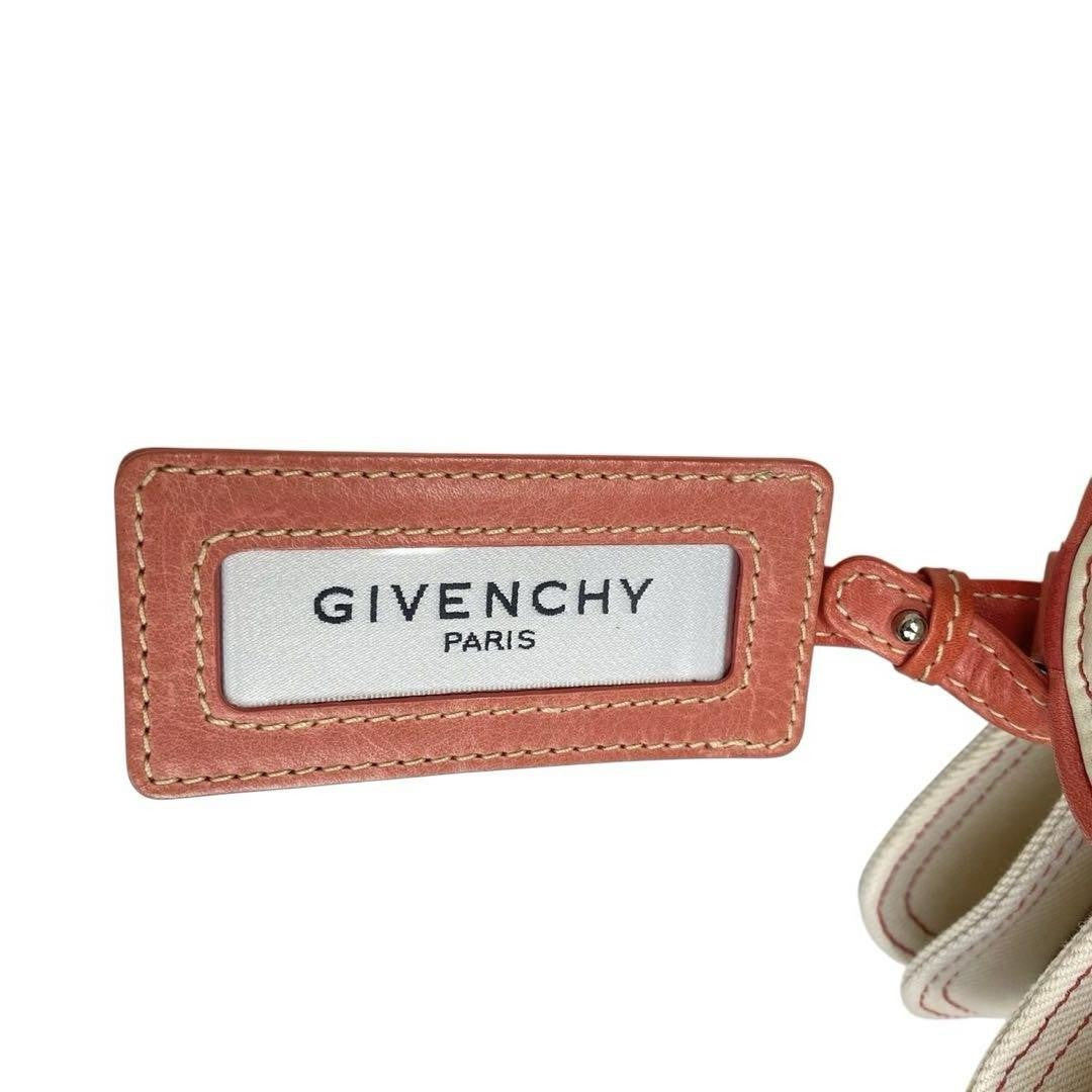 GIVENCHY Hand Bag Tote Purse Canvas Pink Beige Authentic