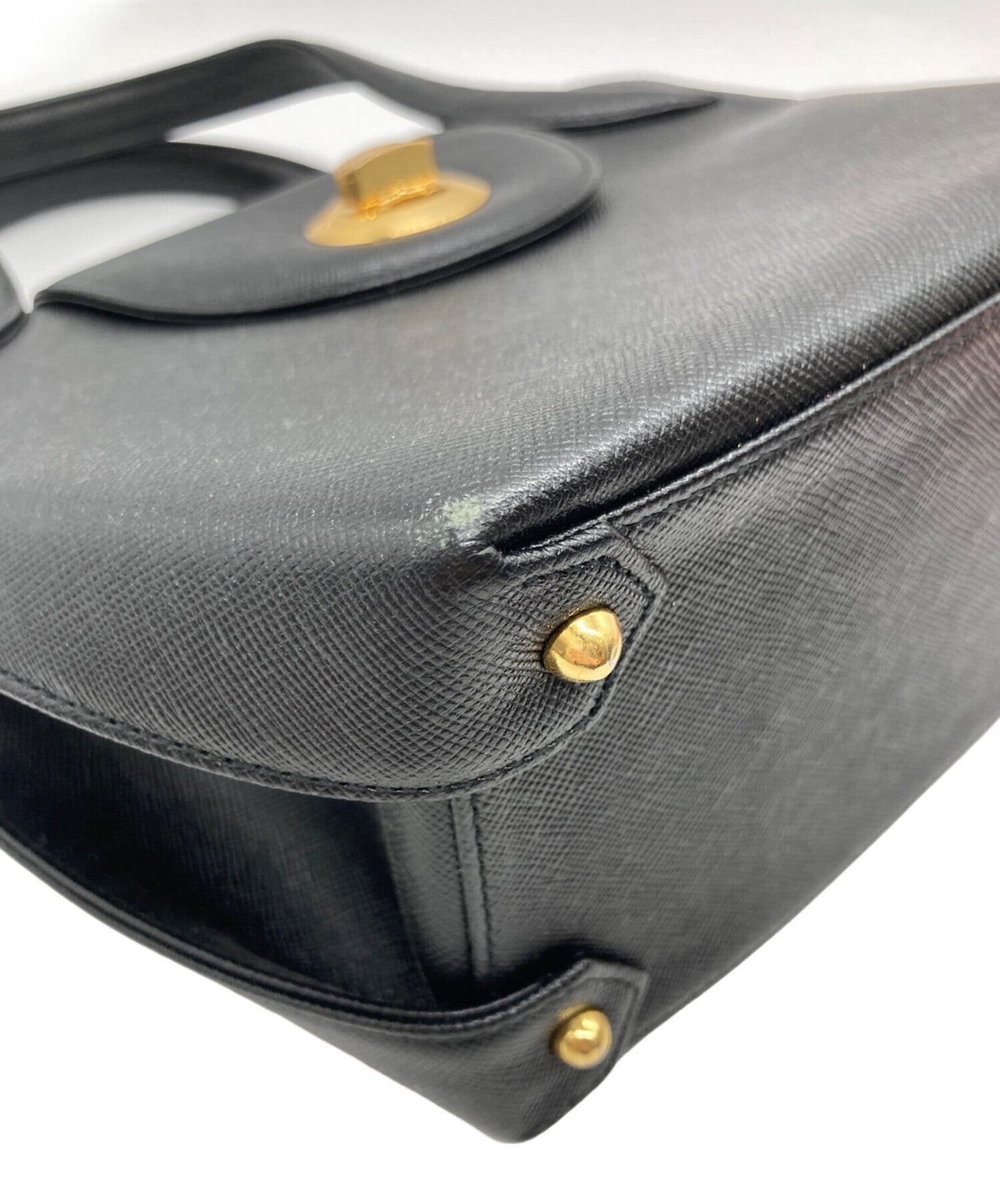GIVENCHY Hand Bag Tote Purse OLD Turn Lock Black Authentic