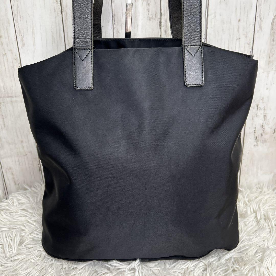 FENDI Hand Shoulder Bag Tote Purse FF Nylon Black Authentic