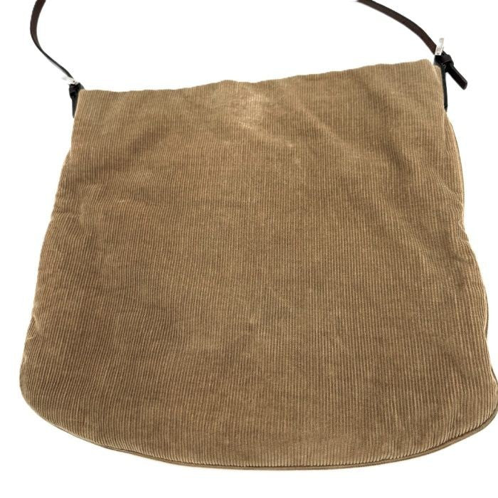 FENDI Shoulder Bag Purse FF Corduroy Camel Brown Authentic