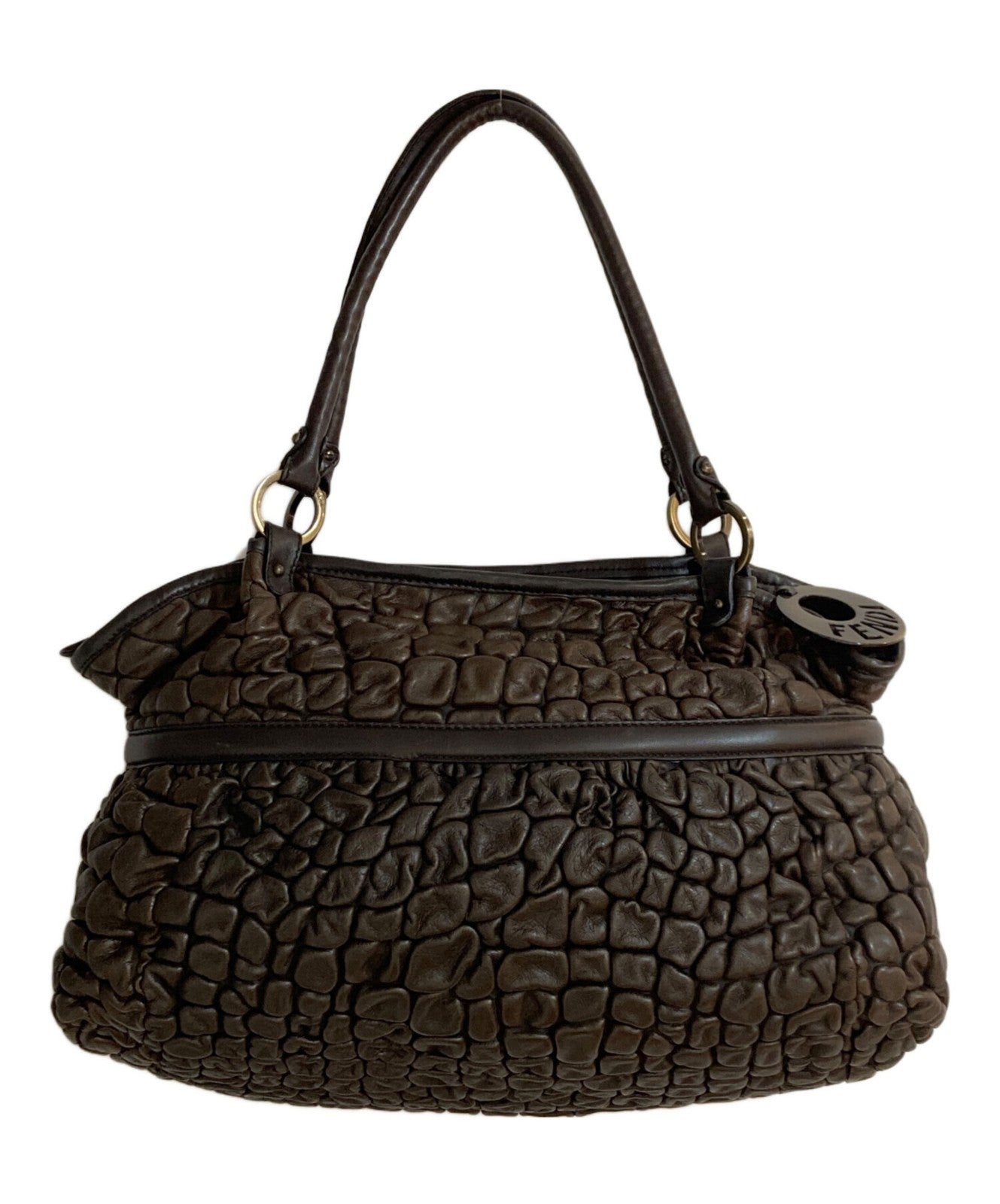 FENDI Hand Bag Tote Purse Brown Authentic