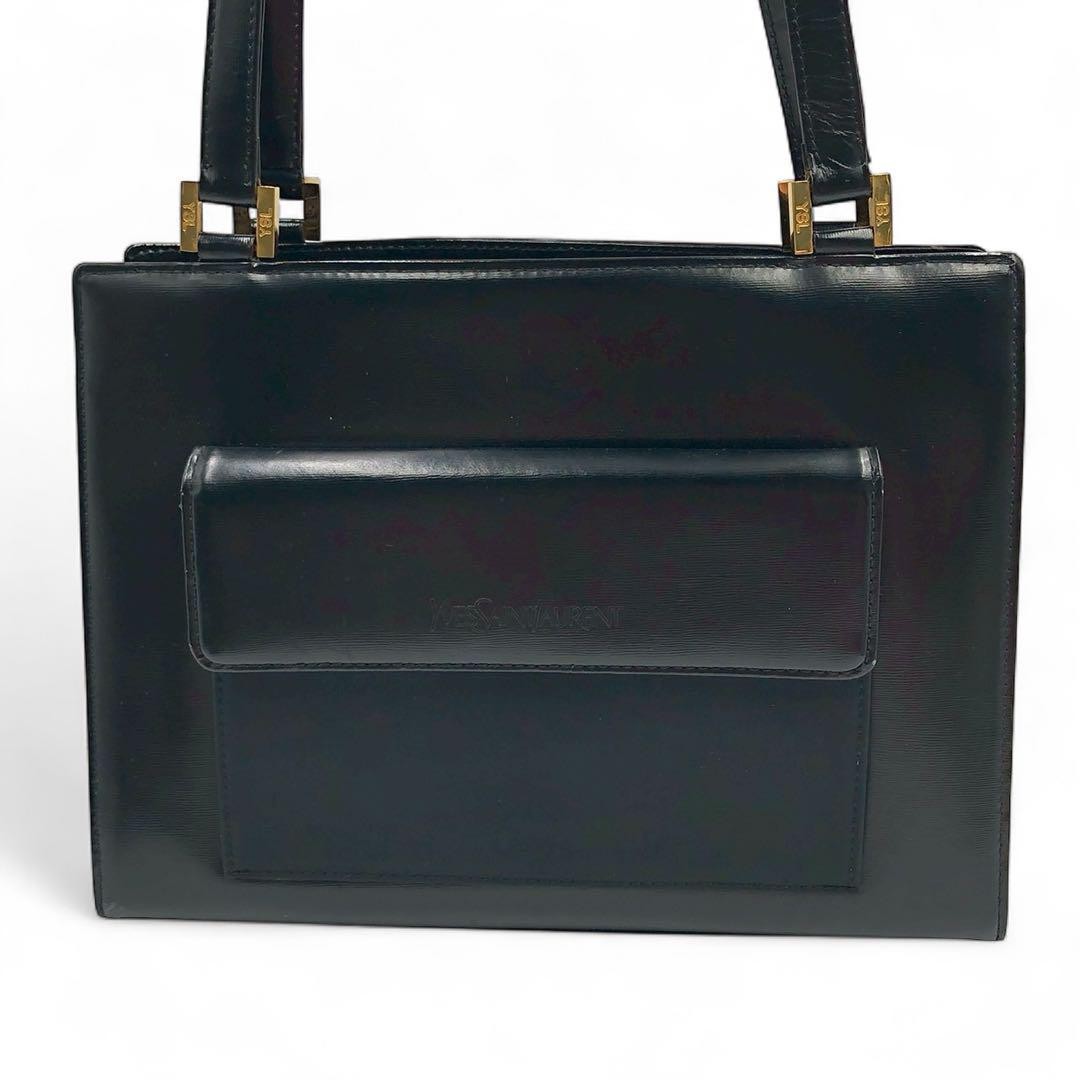 Saint Laurent Hand Bag Tote Purse Logo Leather Authentic