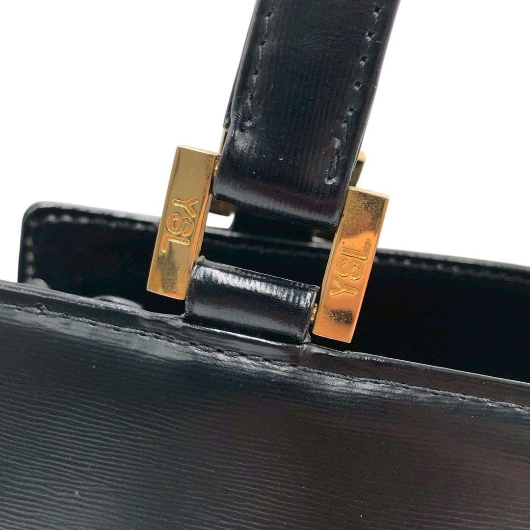 Saint Laurent Hand Bag Tote Purse Logo Leather Authentic