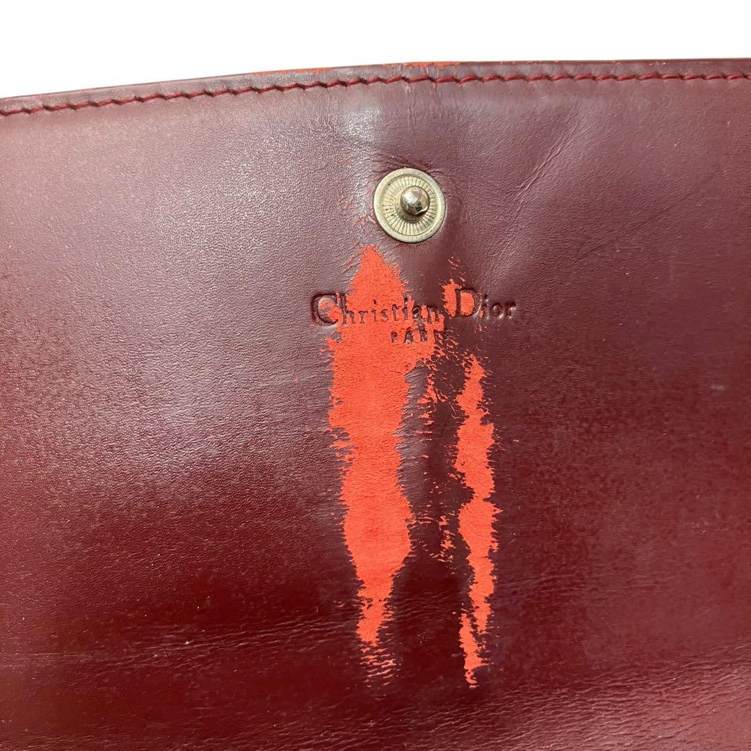 Christian Dior Flap Wallet Long Purse Trotter Canvas Leather Beige Red Authentic