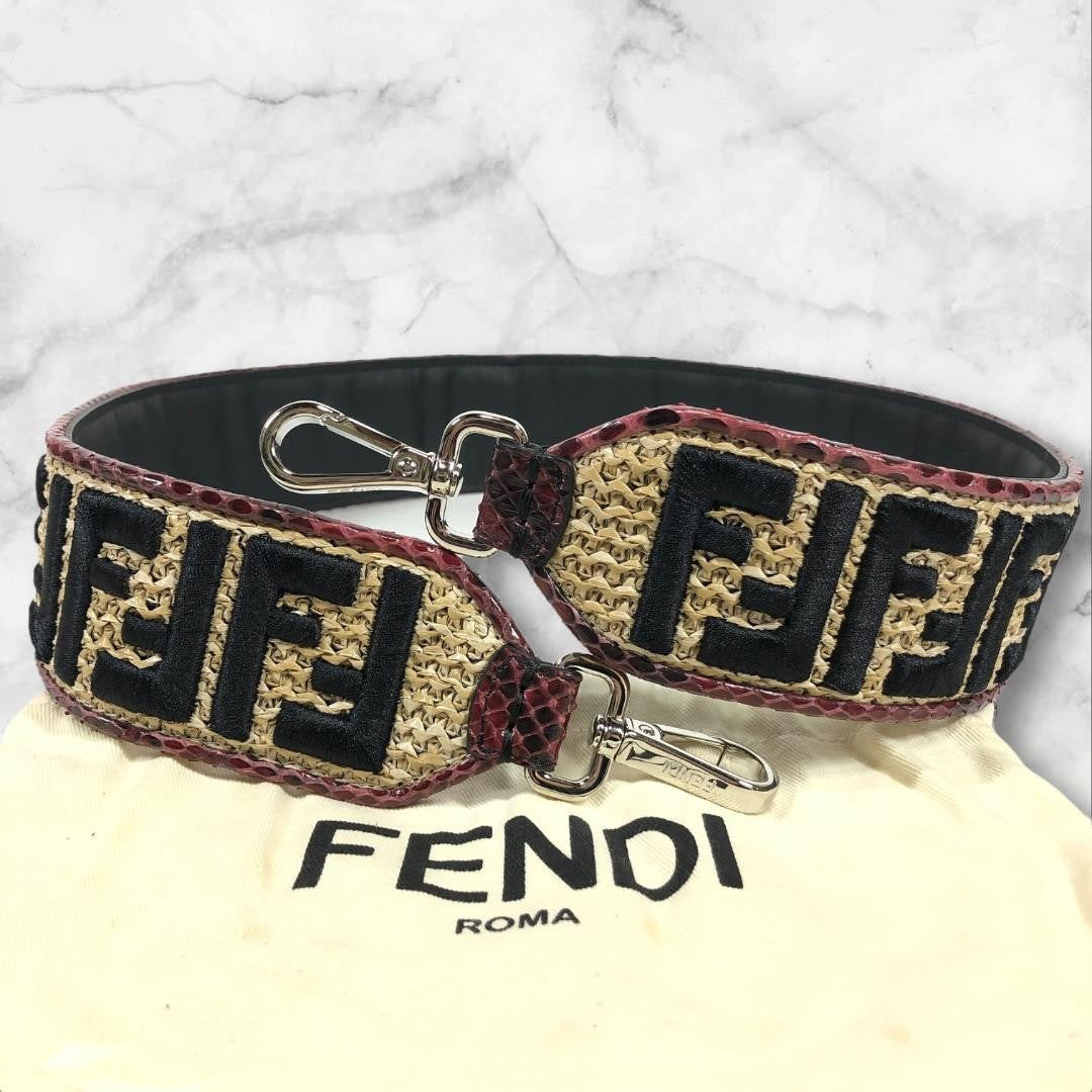 FENDI Shoulder Strap Belt FF Zucca Multicolor Authentic