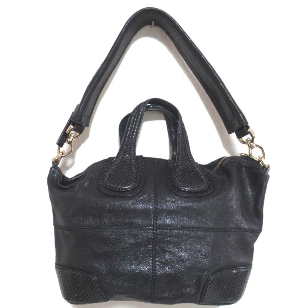GIVENCHY Nightingale Bag Shoulder Hand Tote Purse Black Leather Vintage Auth