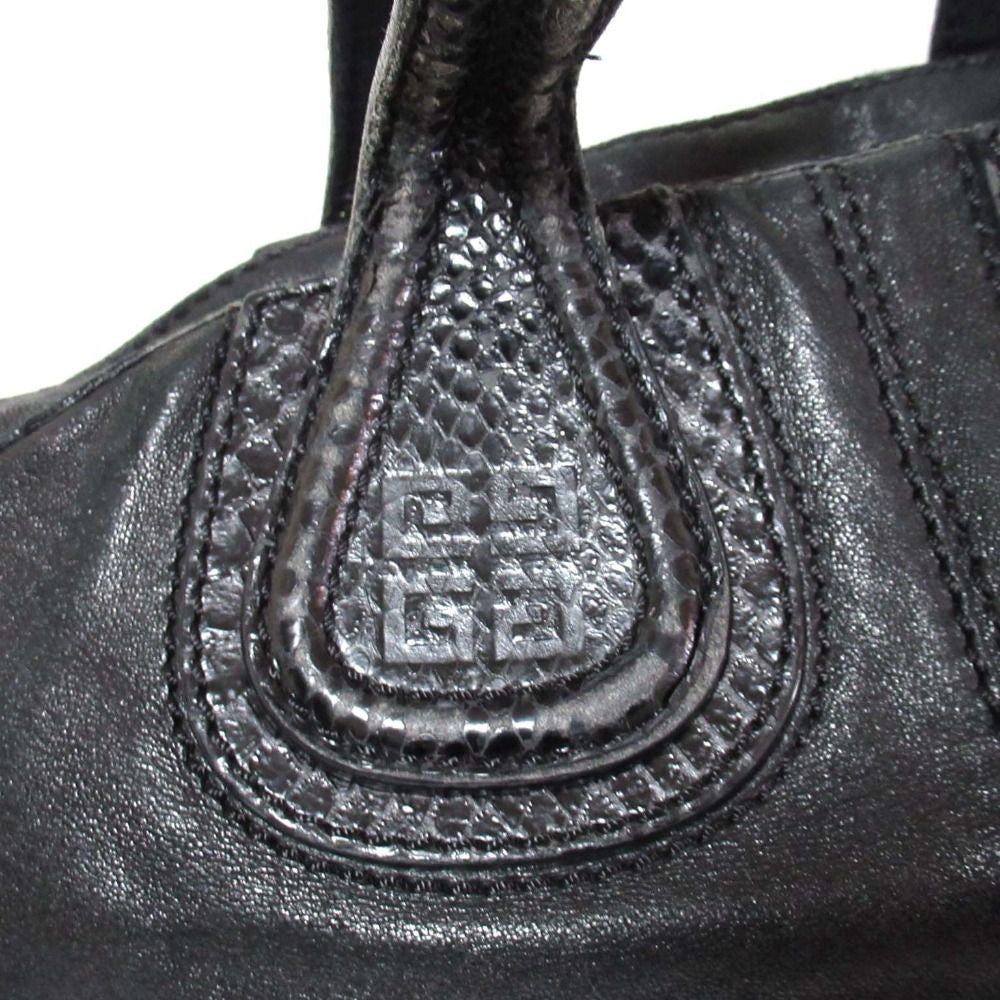 GIVENCHY Nightingale Bag Shoulder Hand Tote Purse Black Leather Vintage Auth