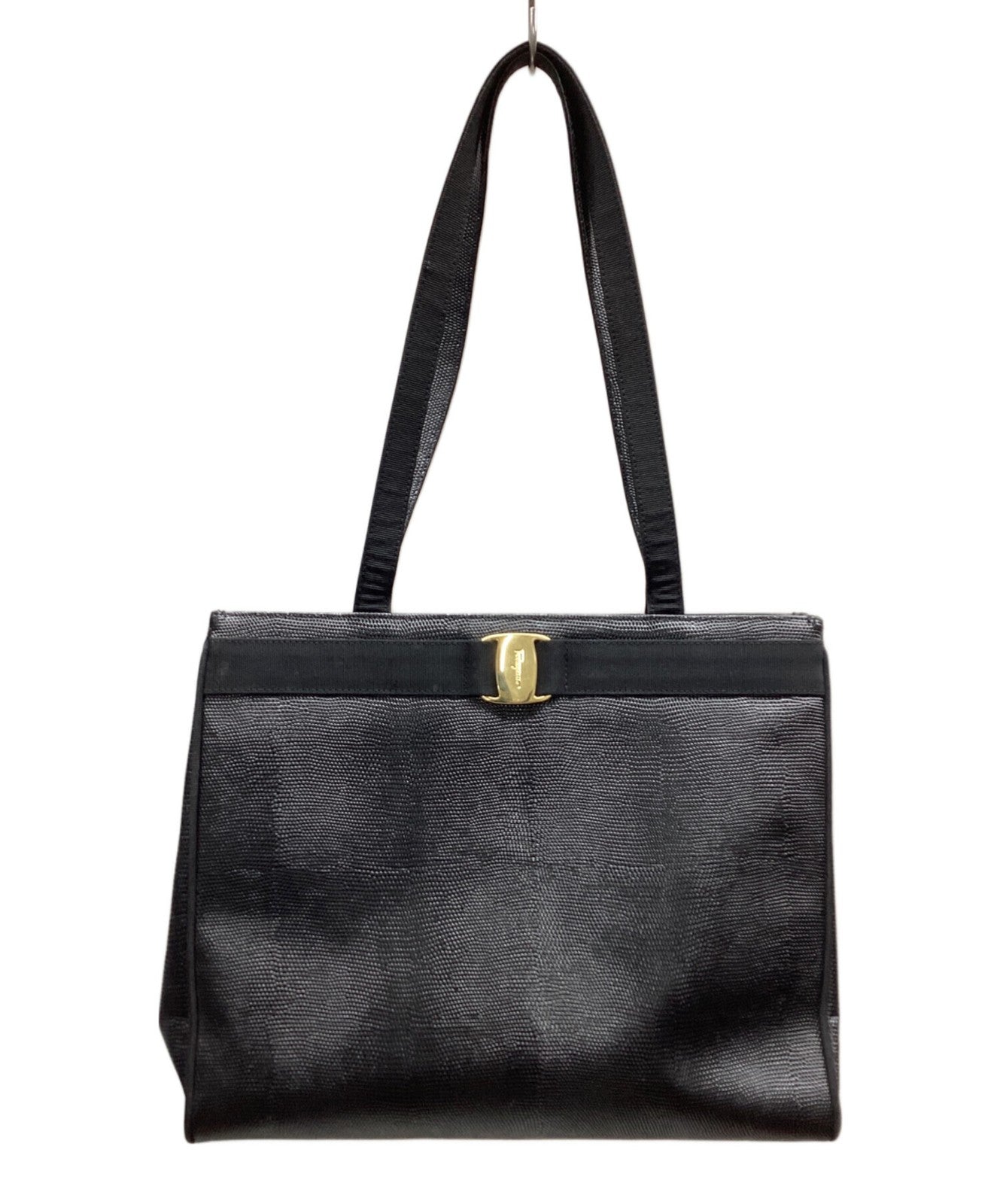 Salvatore Ferragamo handbag Tote Purse Black Authentic Women's Used