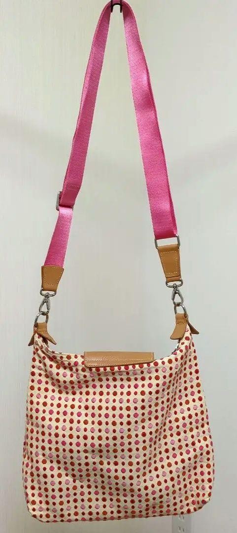 Longchamp shoulder bag Le Pliage Purse Pink Canvas Leather Authentic Women's