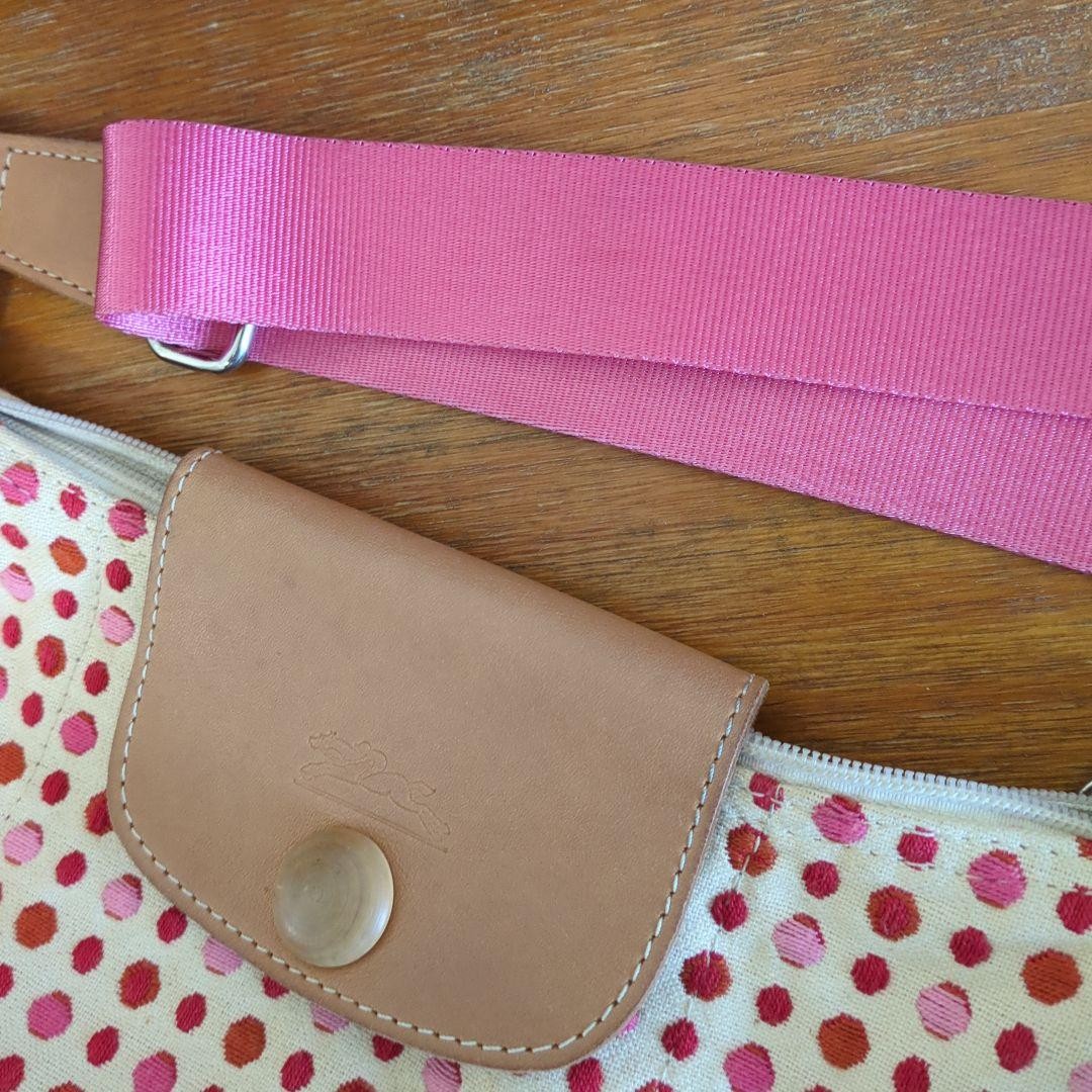 Longchamp shoulder bag Le Pliage Purse Pink Canvas Leather Authentic Women's