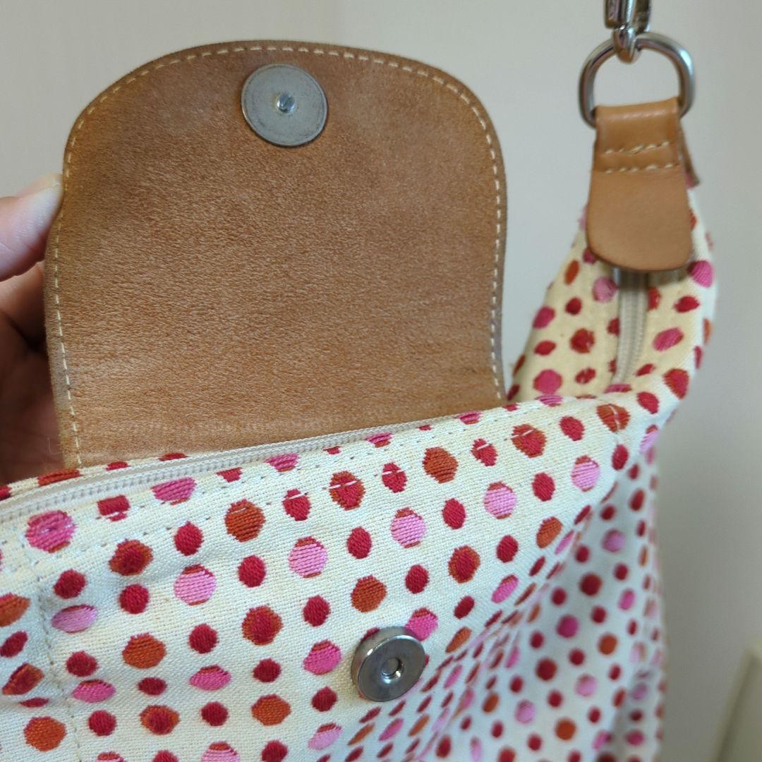 Longchamp shoulder bag Le Pliage Purse Pink Canvas Leather Authentic Women's
