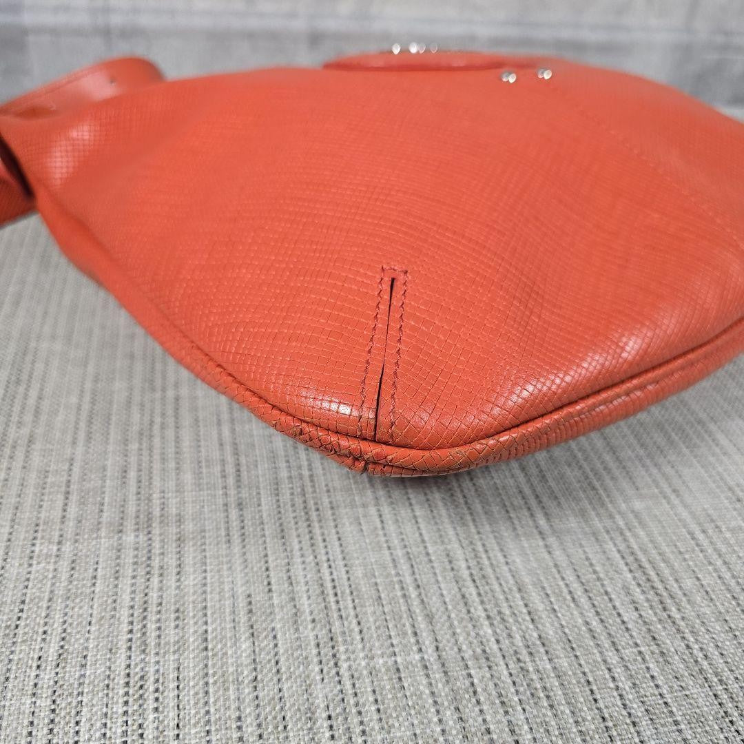 Longchamp shoulder bag Purse Orange Leather Authentic crossbody Women's Used