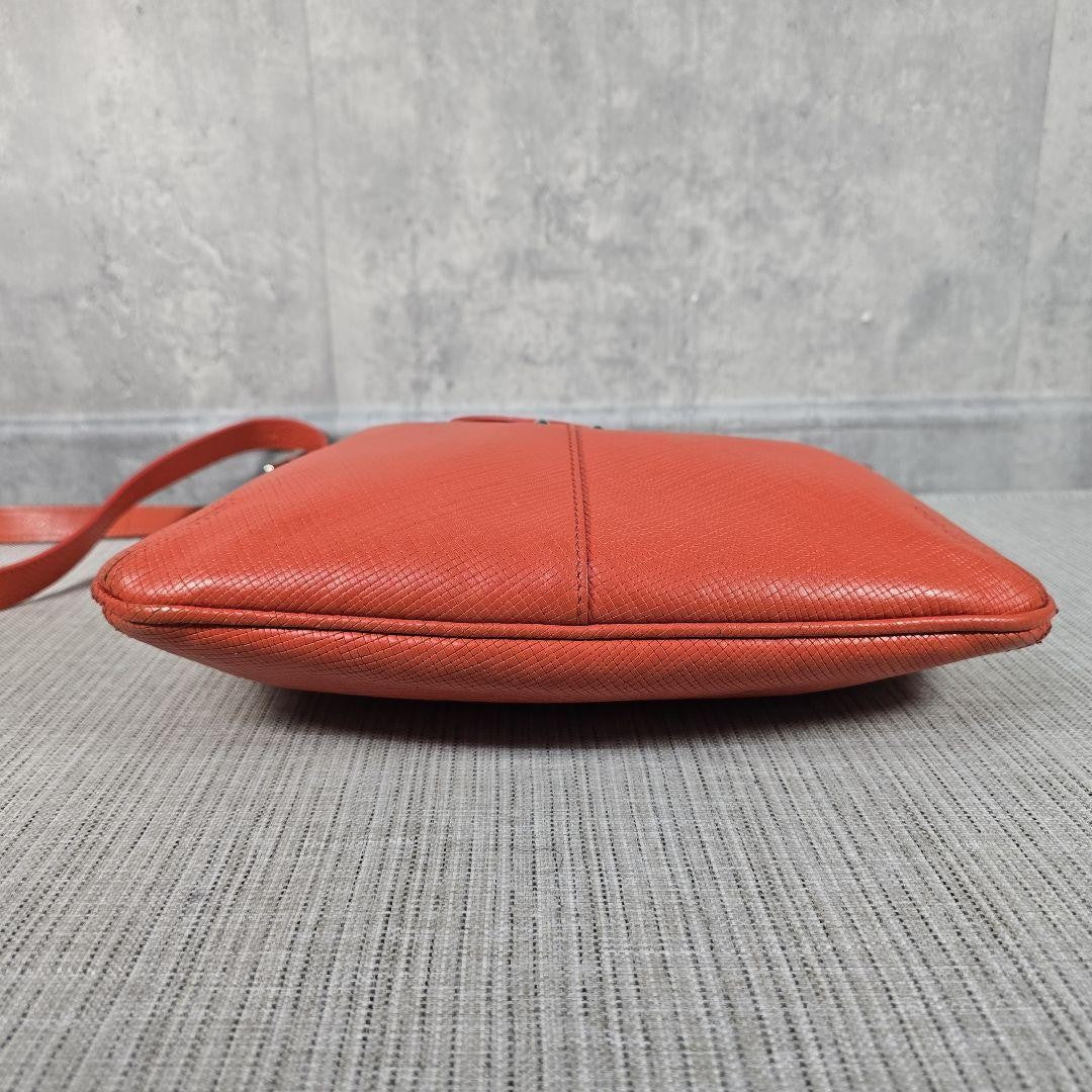 Longchamp shoulder bag Purse Orange Leather Authentic crossbody Women's Used