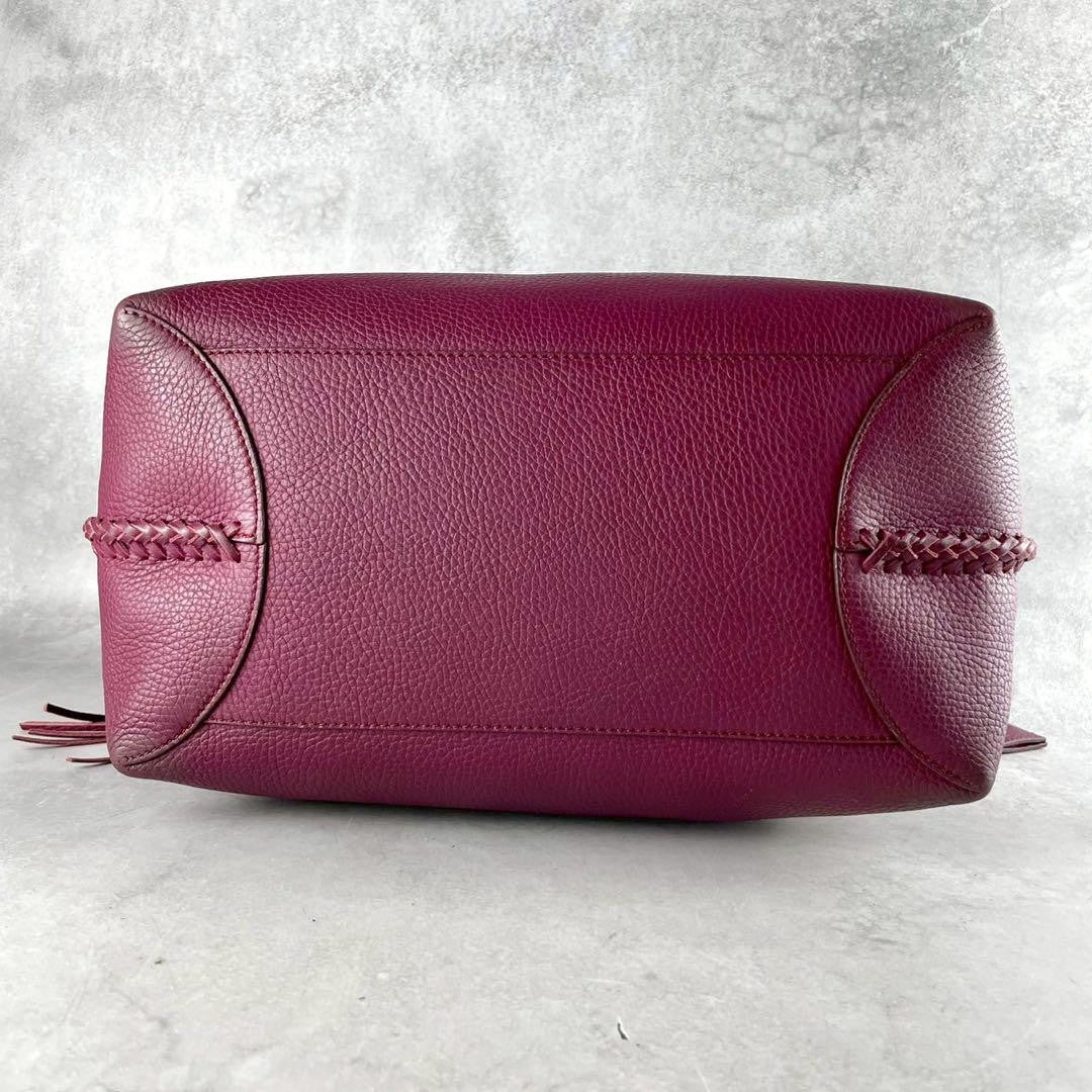 TOD'S Hand Bag Tote Purse Leather Bordeaux Authentic