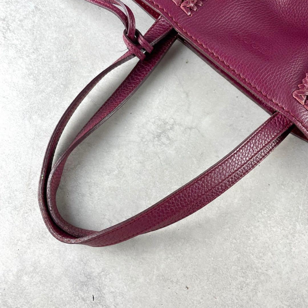 TOD'S Hand Bag Tote Purse Leather Bordeaux Authentic