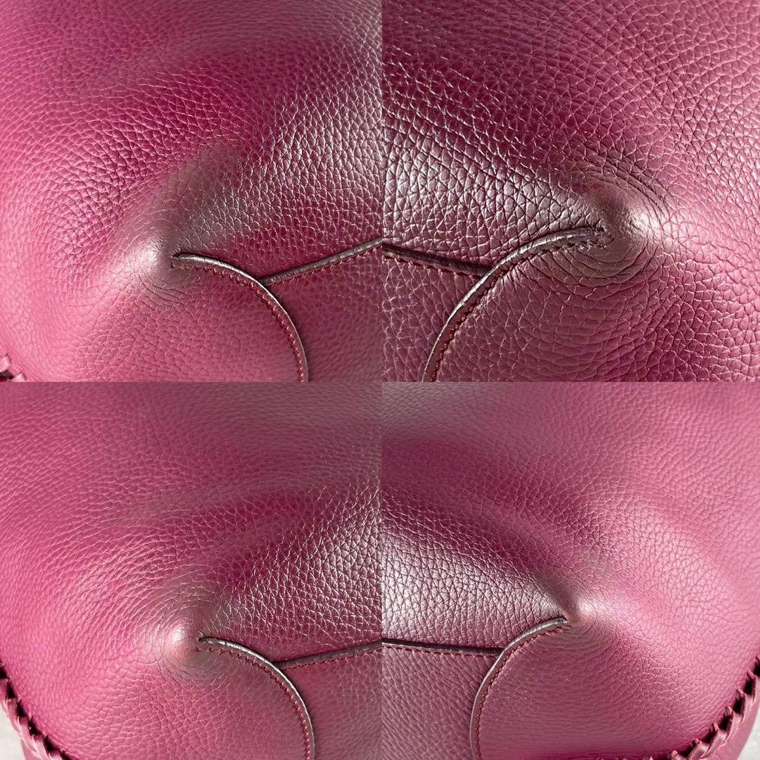 TOD'S Hand Bag Tote Purse Leather Bordeaux Authentic