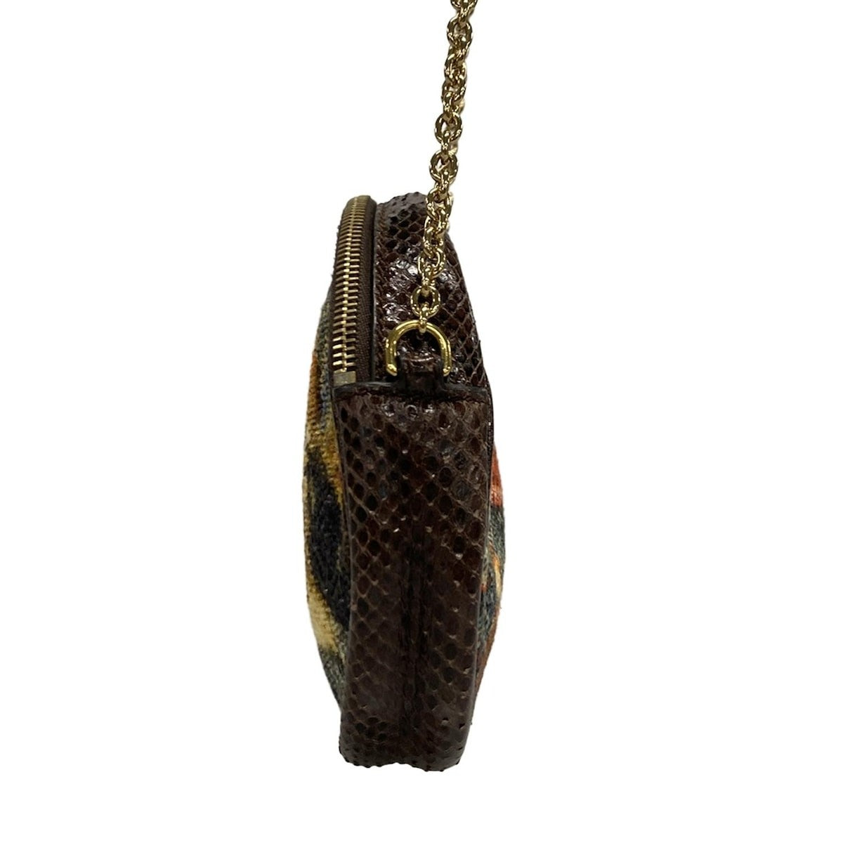 Dolce & Gabbana Shoulder Bag Purse Chain White Dark Brown Multicolor Authentic