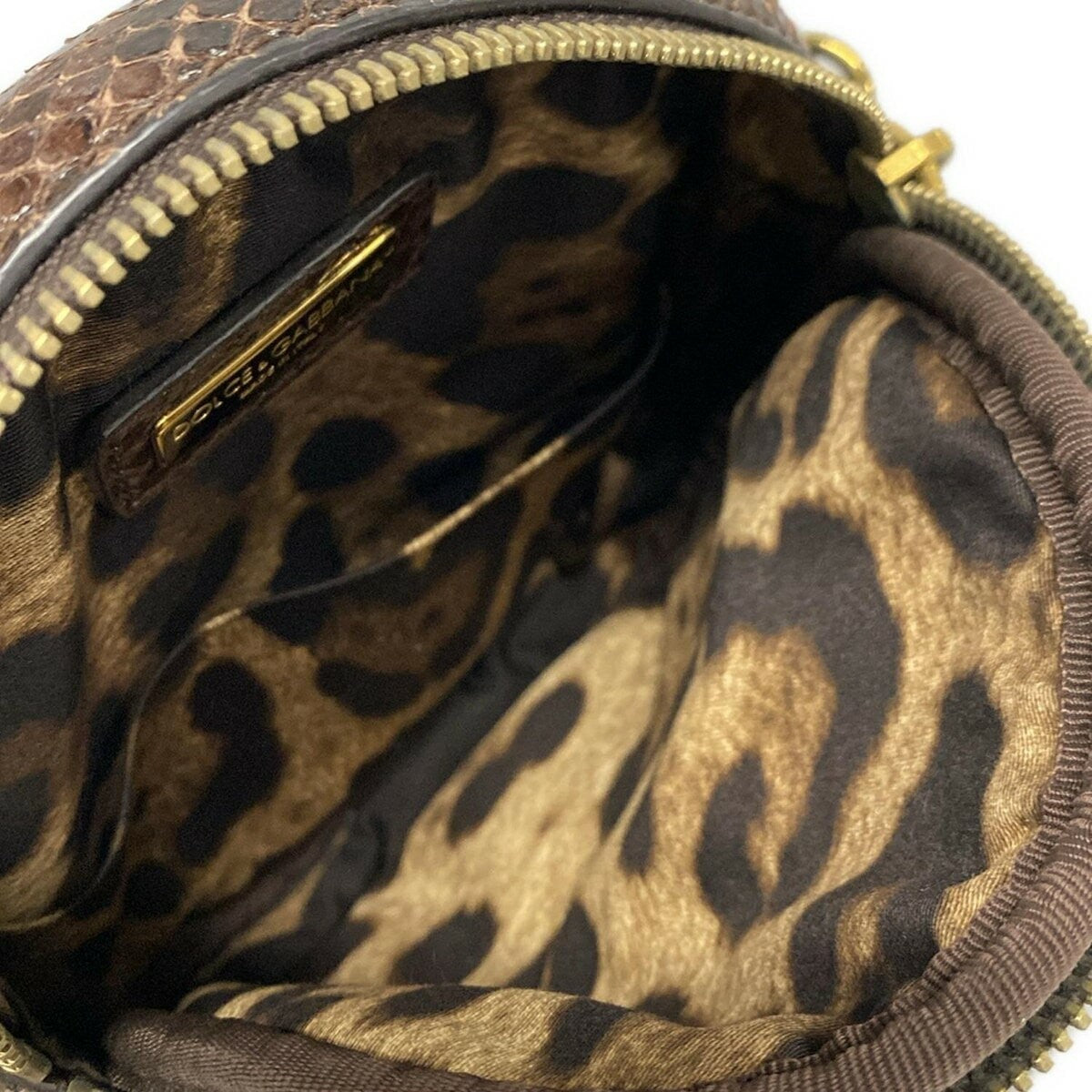 Dolce & Gabbana Shoulder Bag Purse Chain White Dark Brown Multicolor Authentic