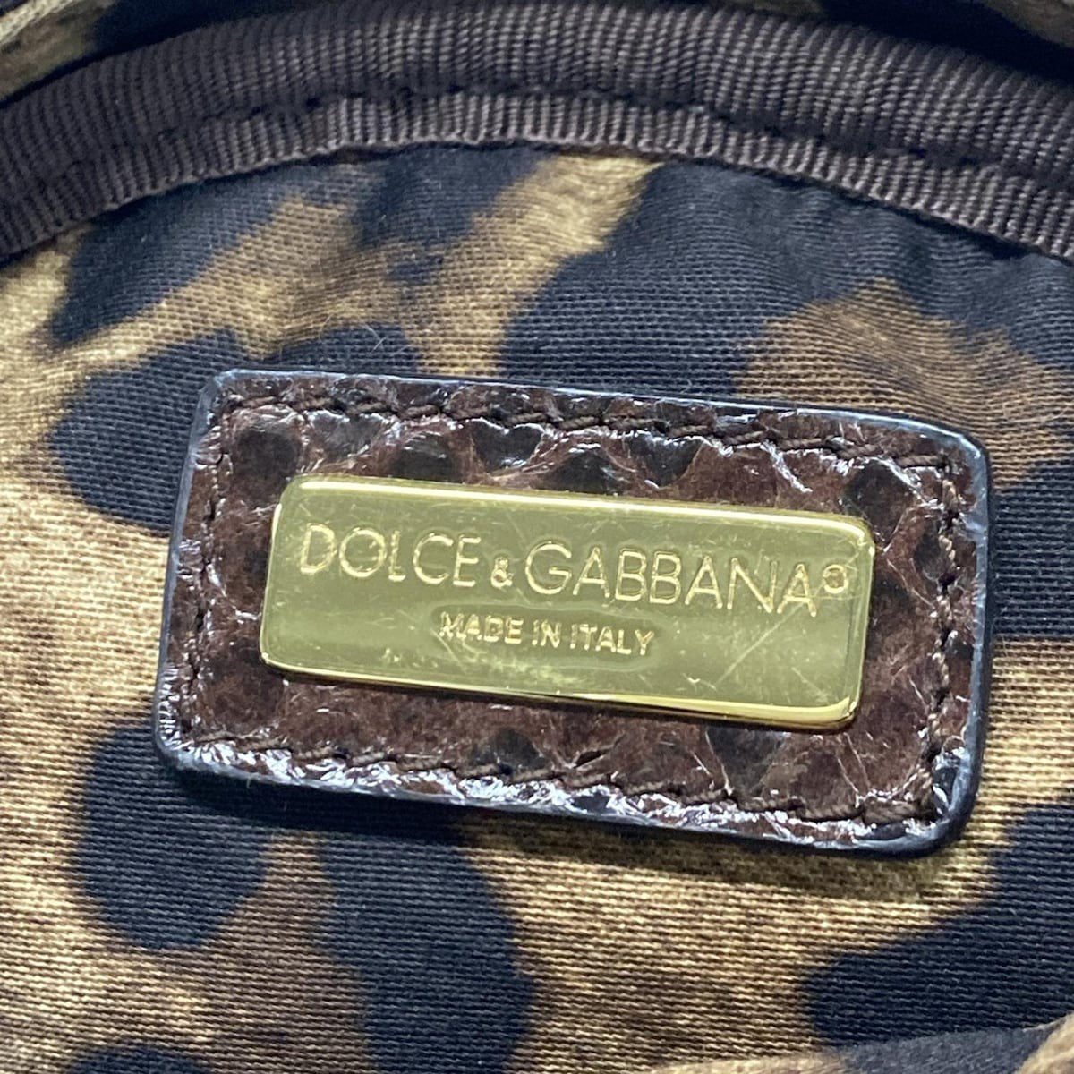 Dolce & Gabbana Shoulder Bag Purse Chain White Dark Brown Multicolor Authentic