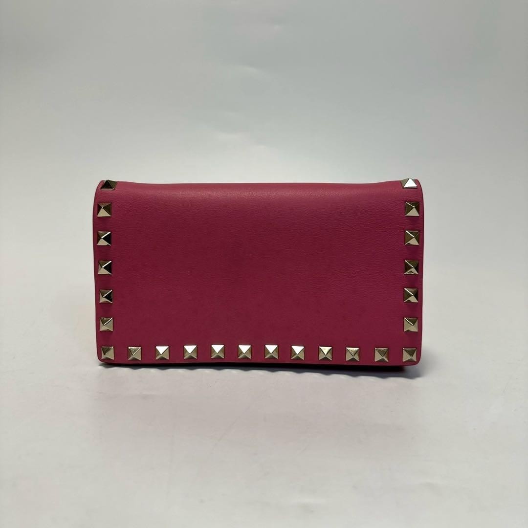 Valentino Garavani Shoulder Bag Purse Rockstuds Leather Pink Authentic