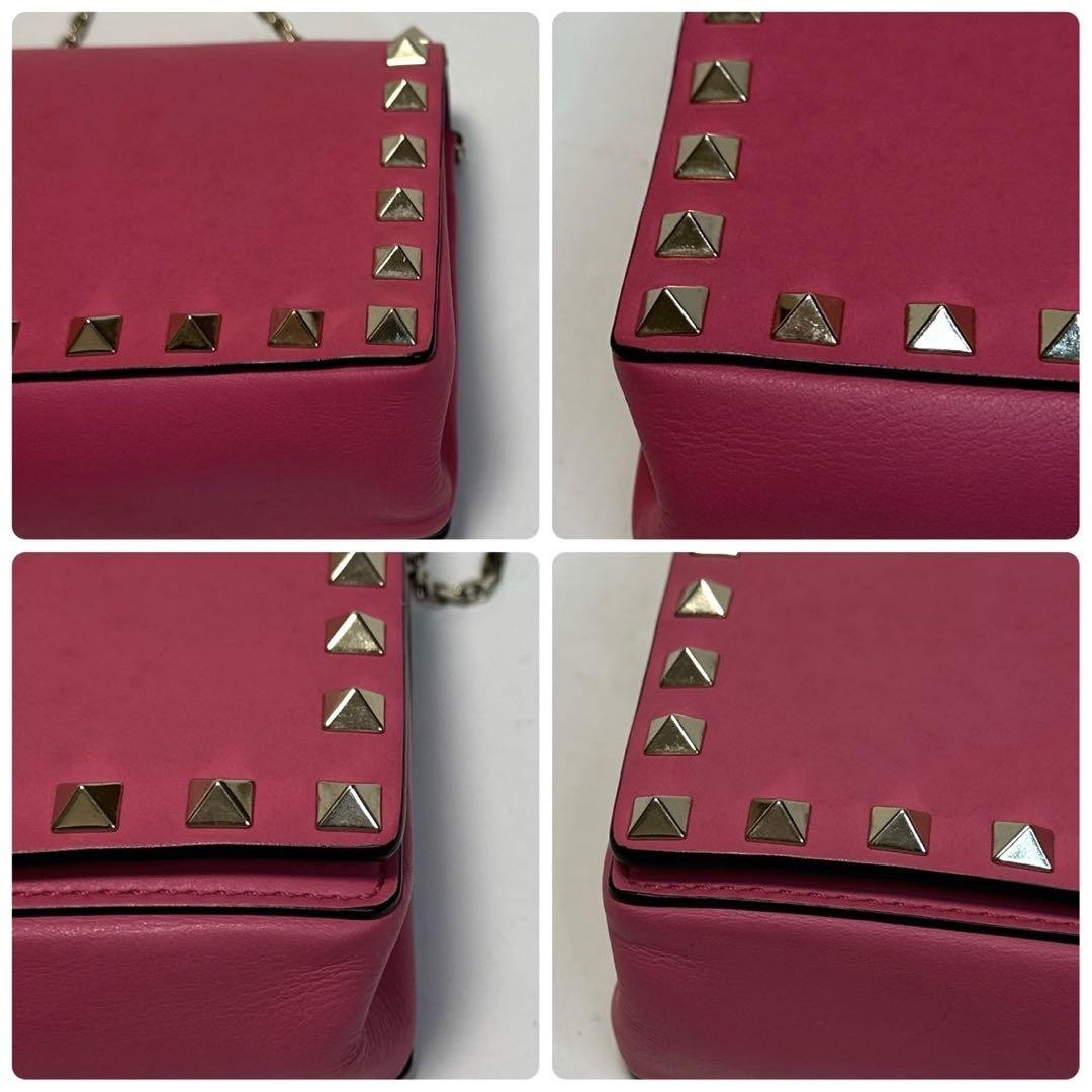 Valentino Garavani Shoulder Bag Purse Rockstuds Leather Pink Authentic
