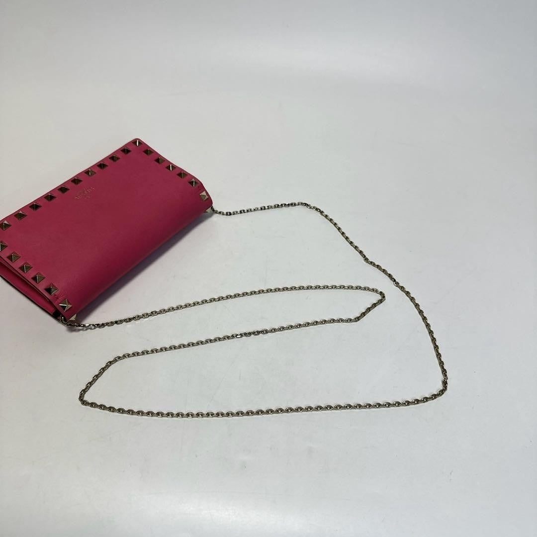 Valentino Garavani Shoulder Bag Purse Rockstuds Leather Pink Authentic