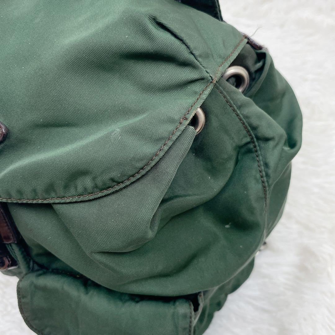 PRADA Backpack Logo Nylon Green Khaki Authentic
