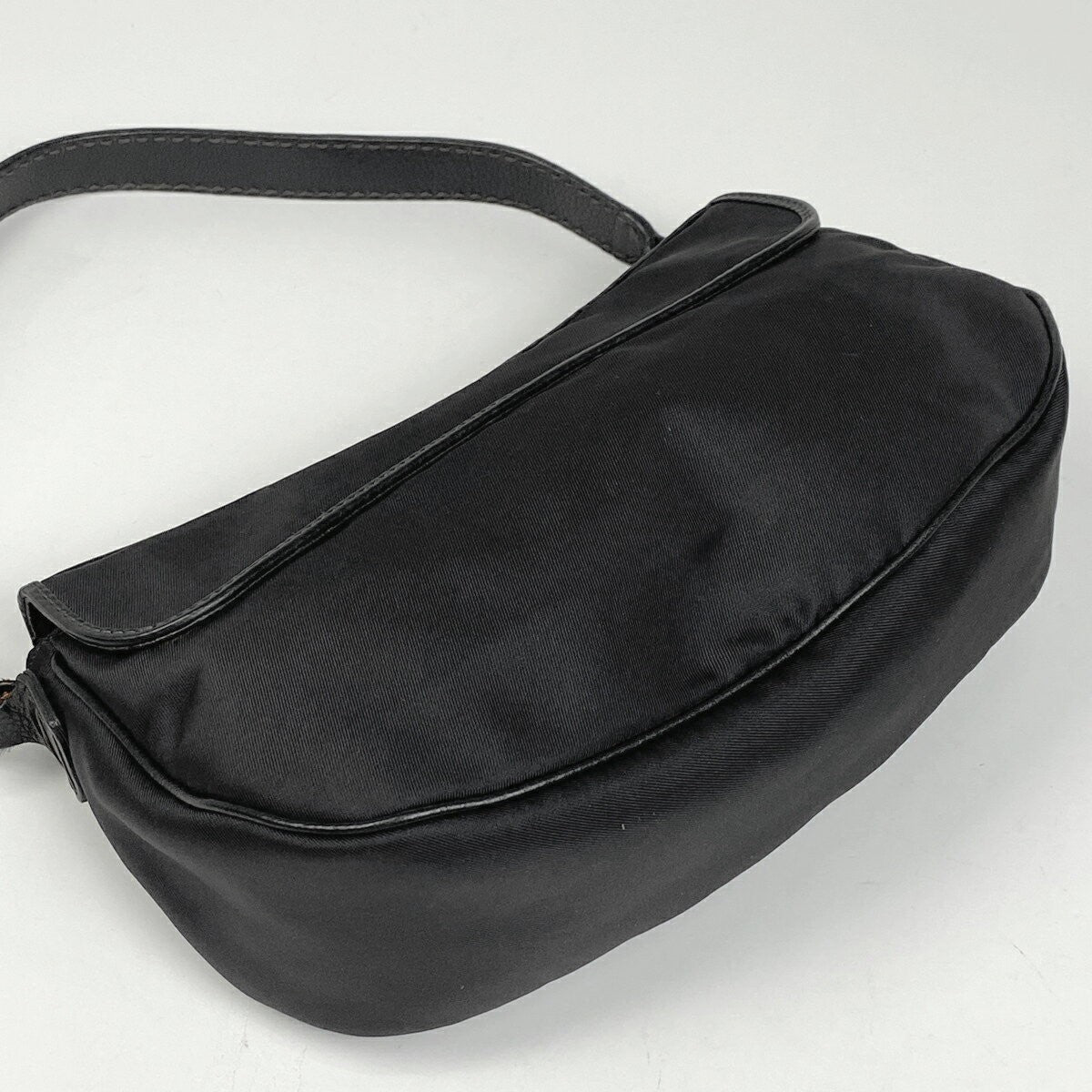 TOD'S Shoulder Bag Purse Nylon Leather Black Authentic