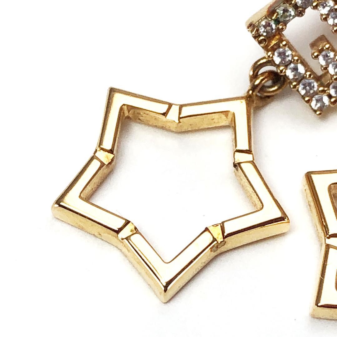 FENDI Earrings FF GP Rhinestone Gold Women Accessory Authentic