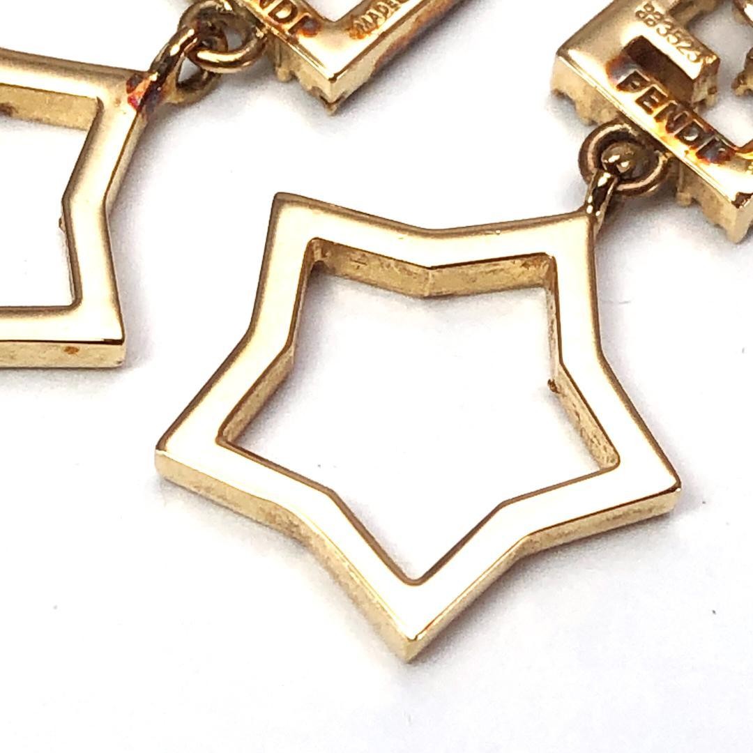 FENDI Earrings FF GP Rhinestone Gold Women Accessory Authentic